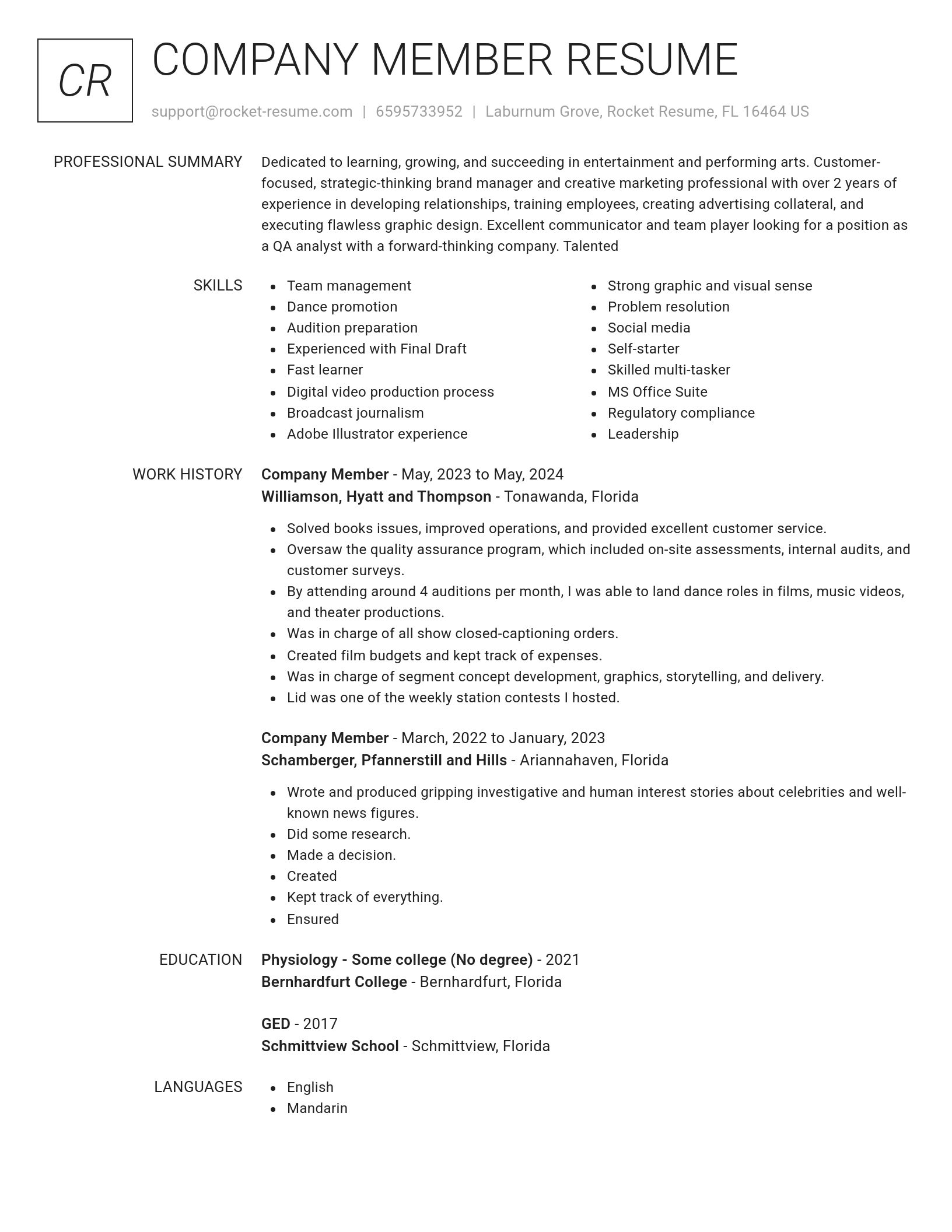 Renowned resume template