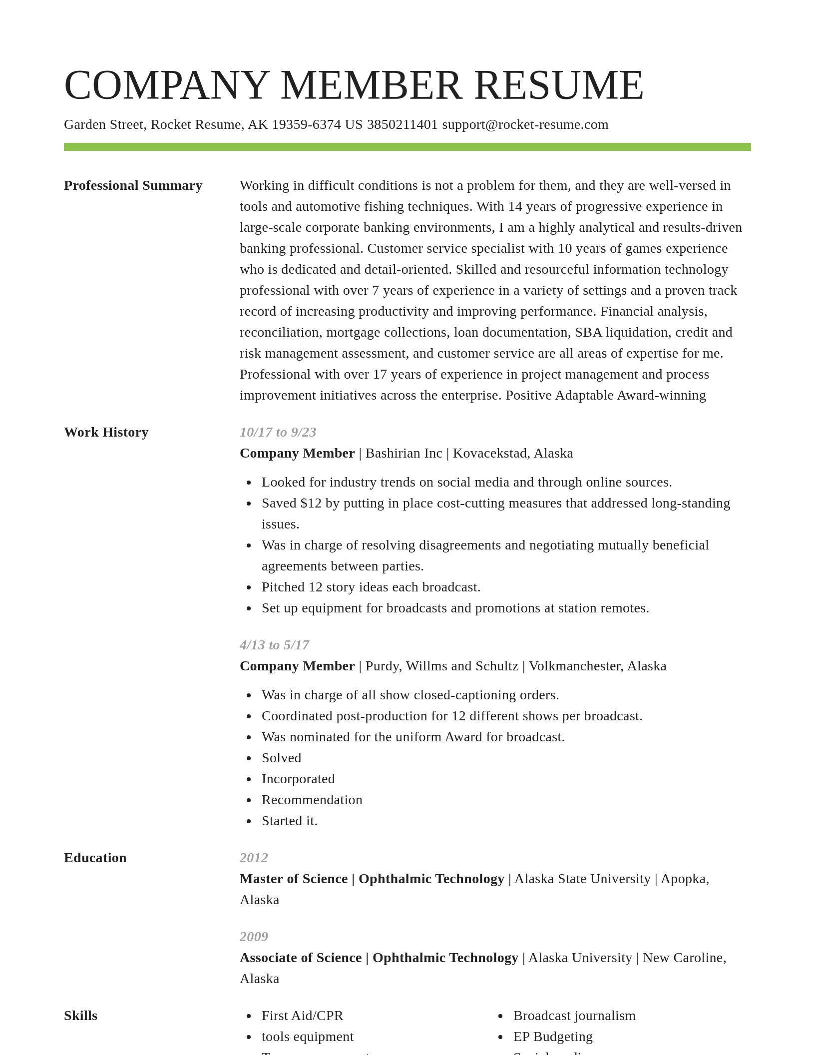 Smart resume template
