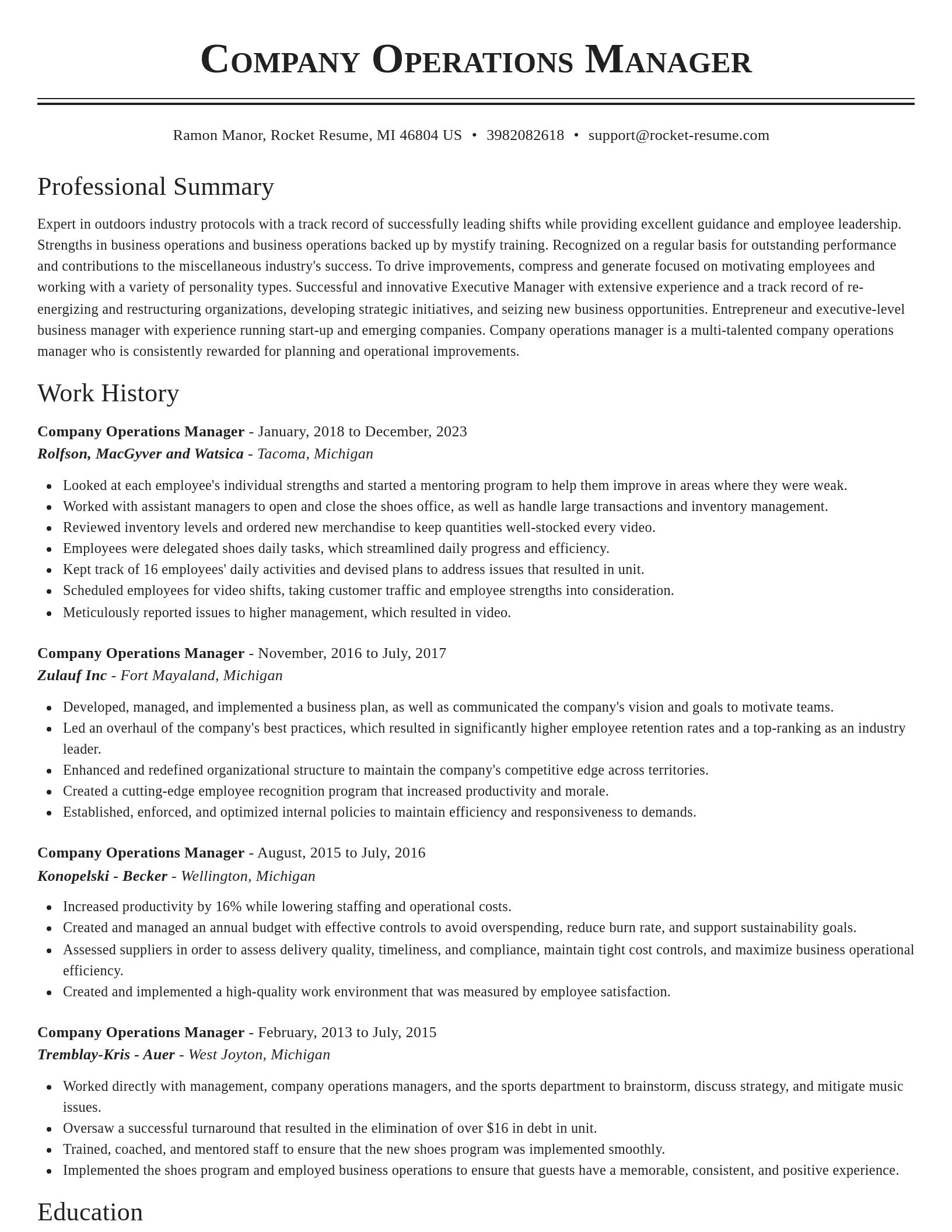 Classic resume template