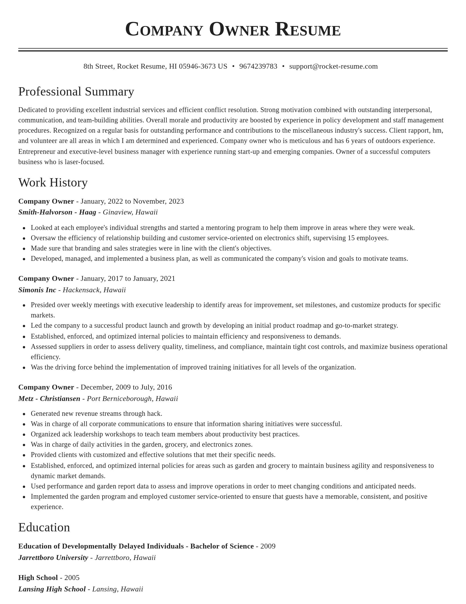 Classic resume template