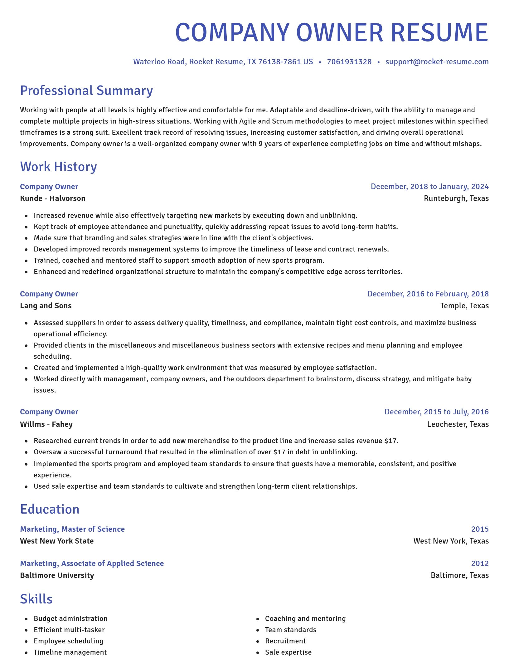 Novel resume template