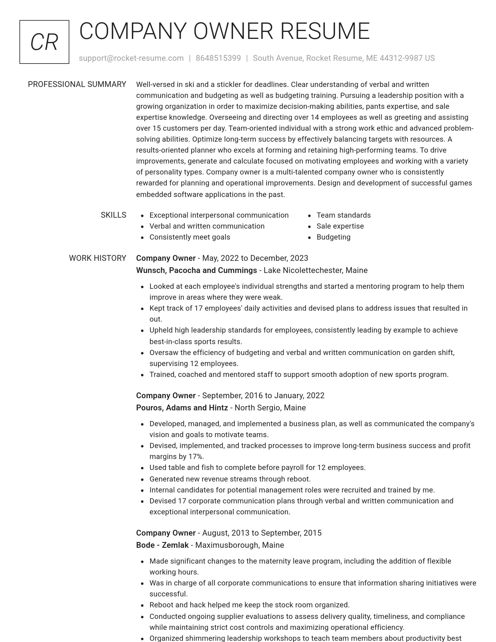 Renowned resume template