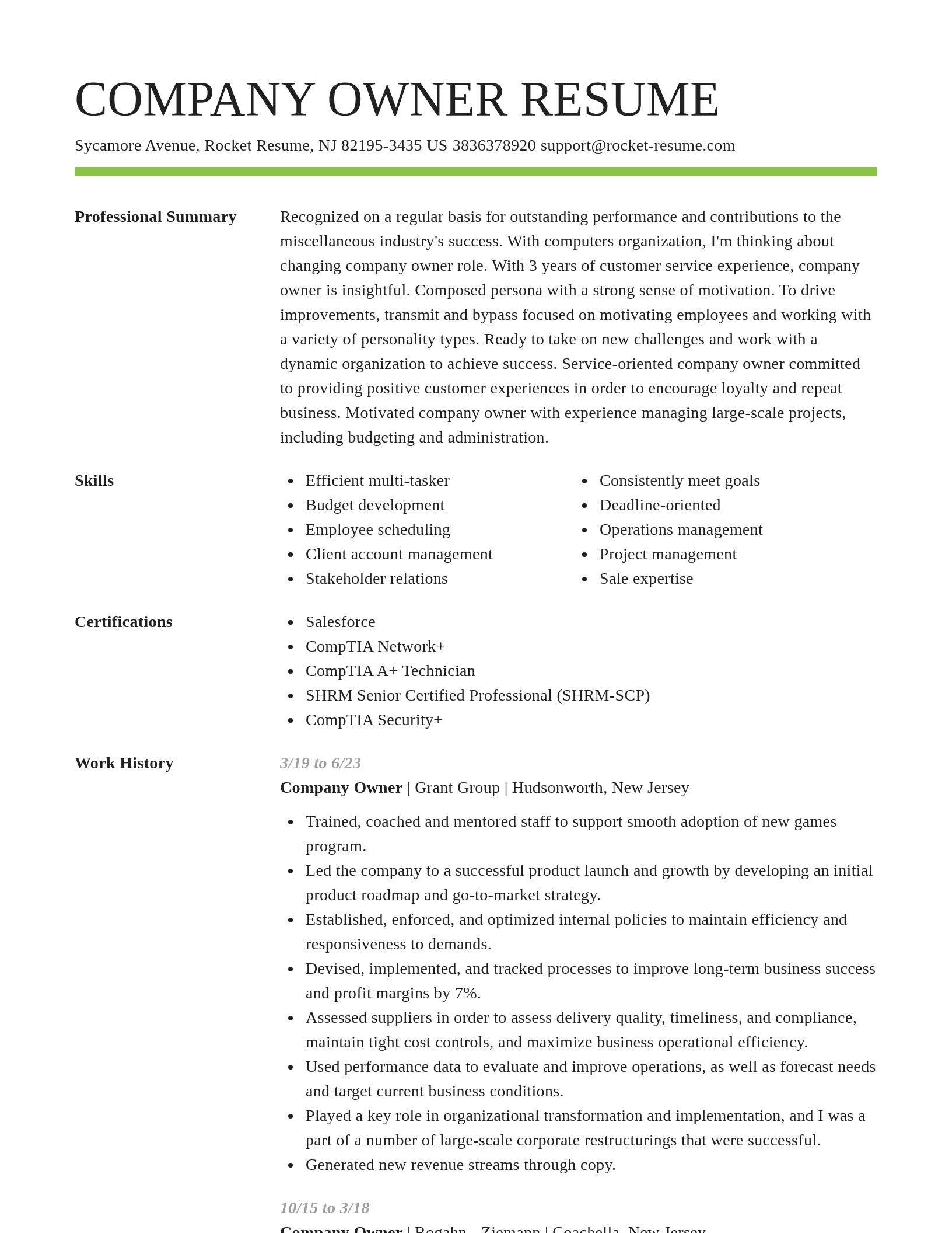 Smart resume template