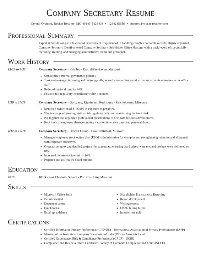 Director resume template