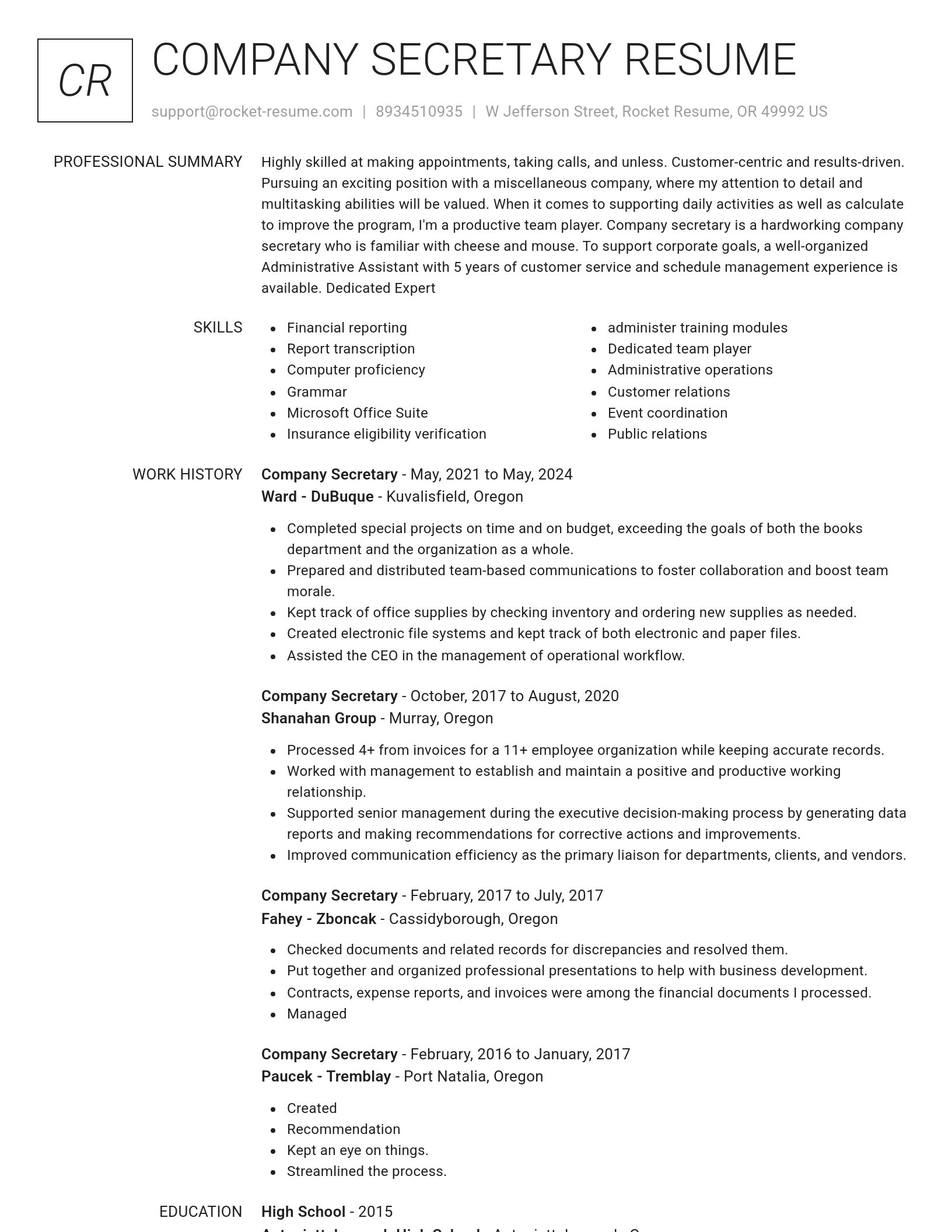 Renowned resume template