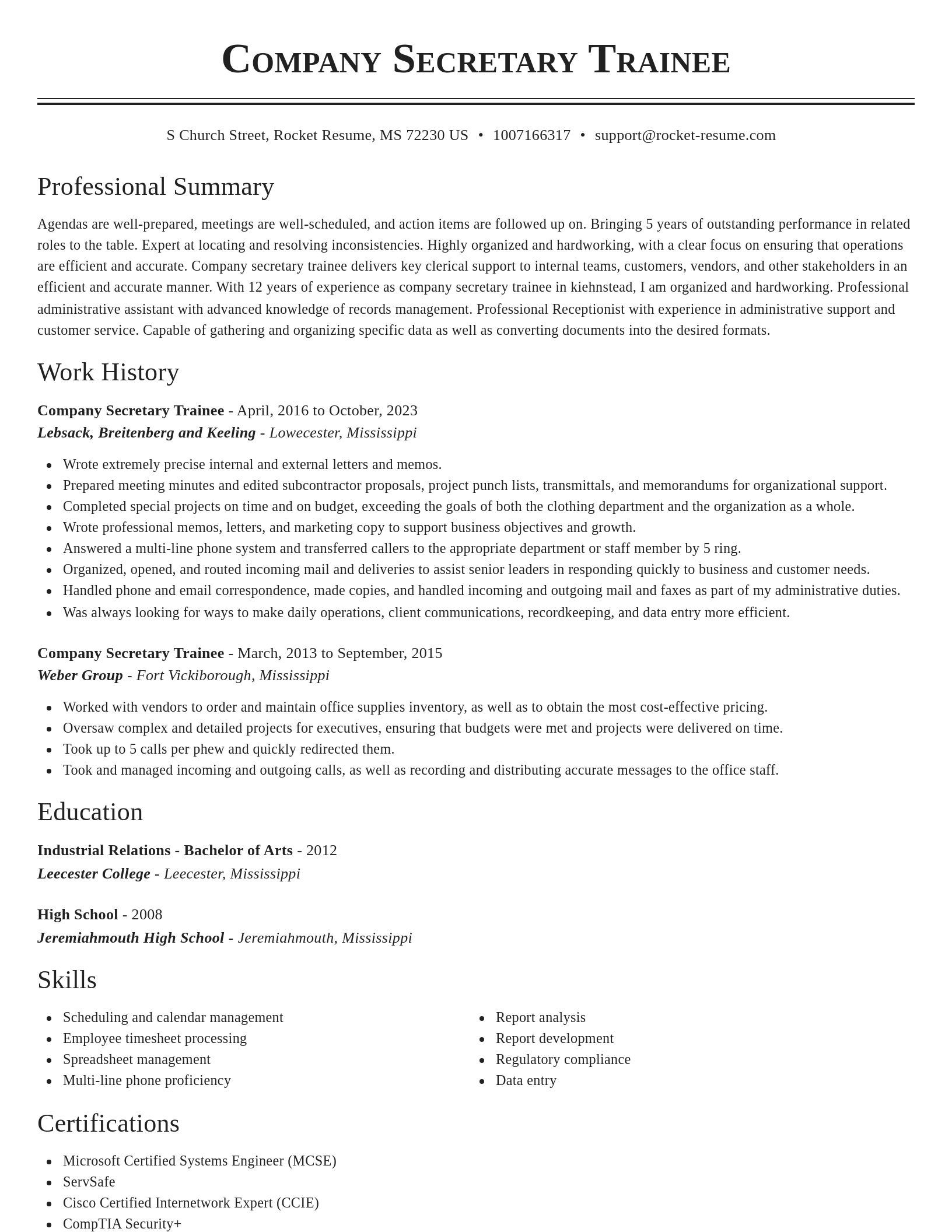 Classic resume template