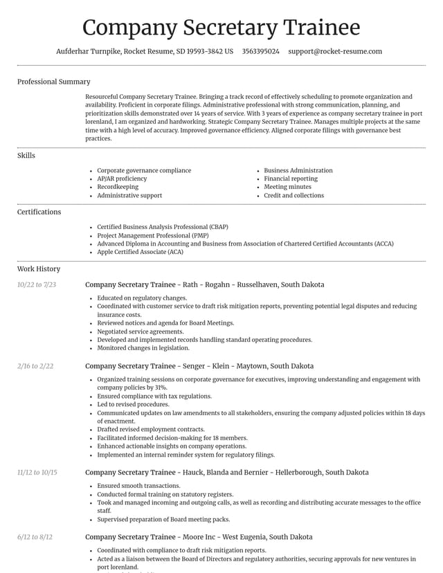 Dignified resume template