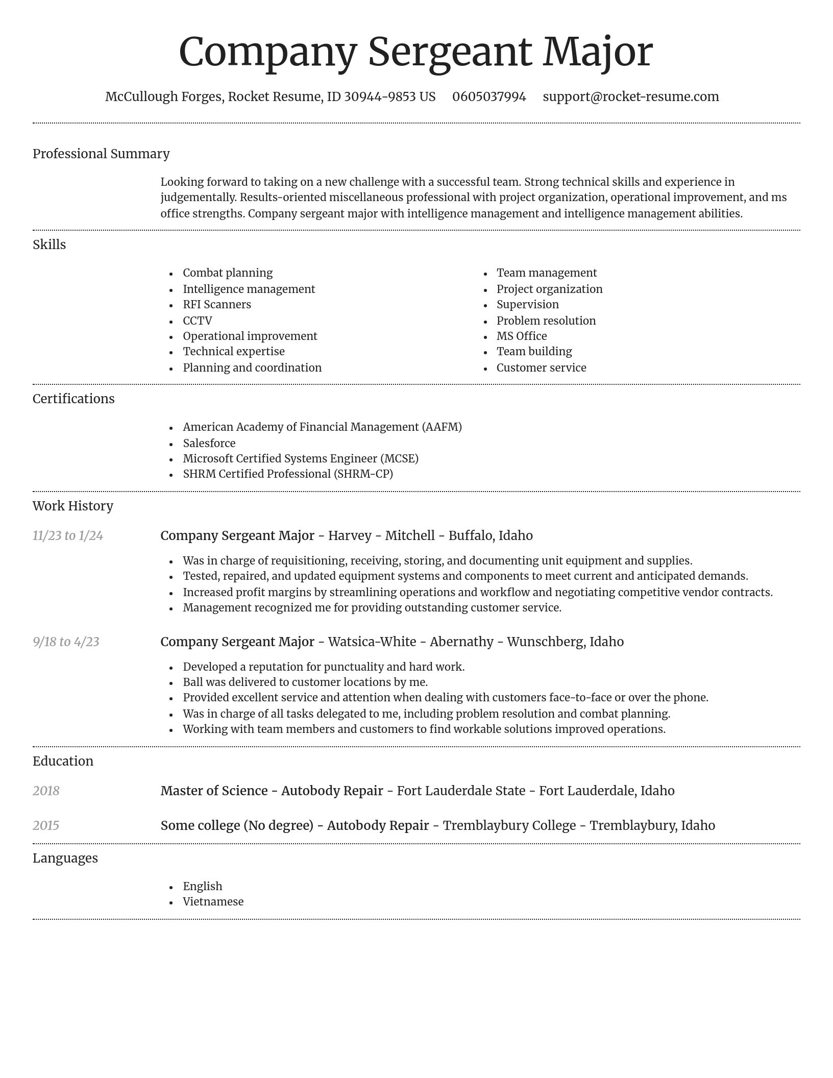 Dignified resume template