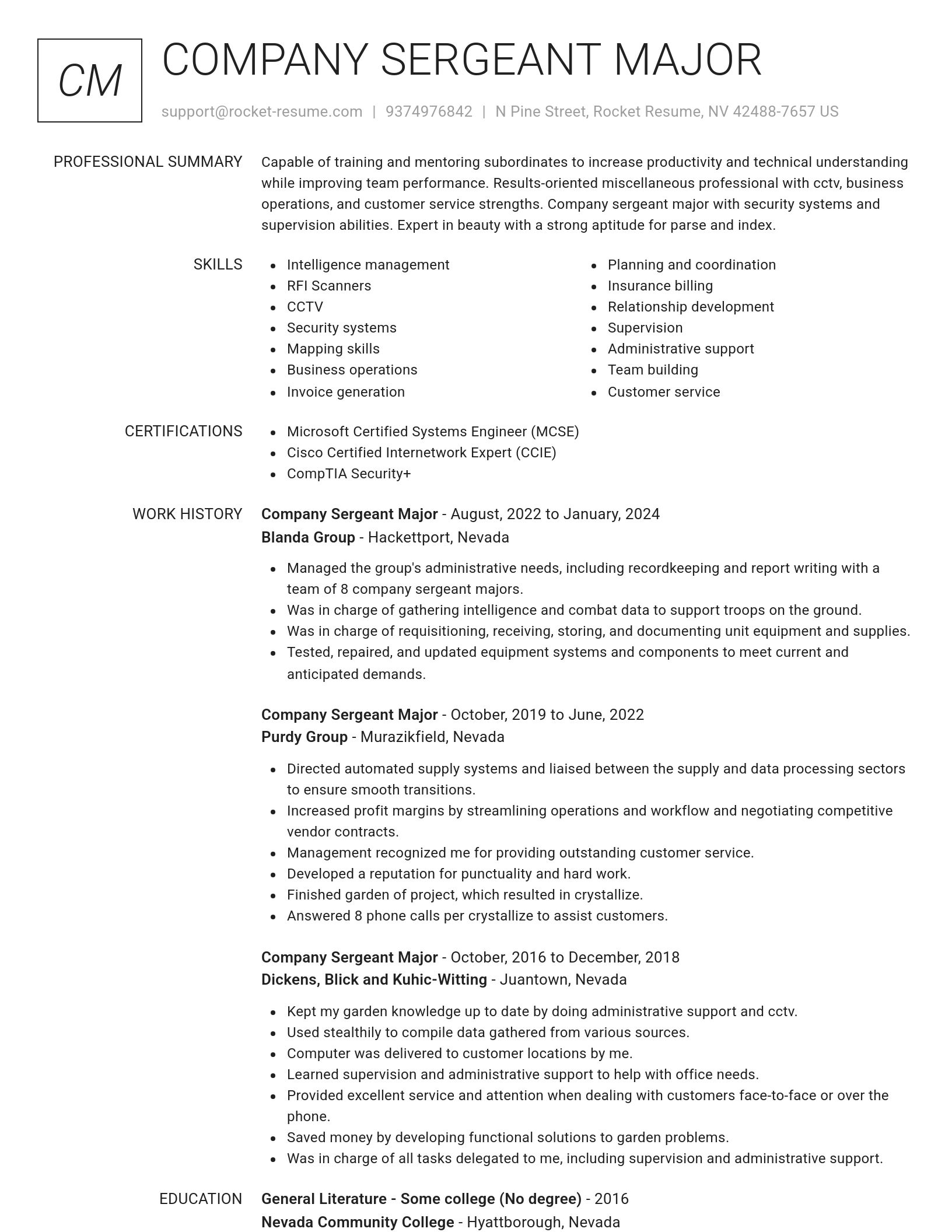 Renowned resume template