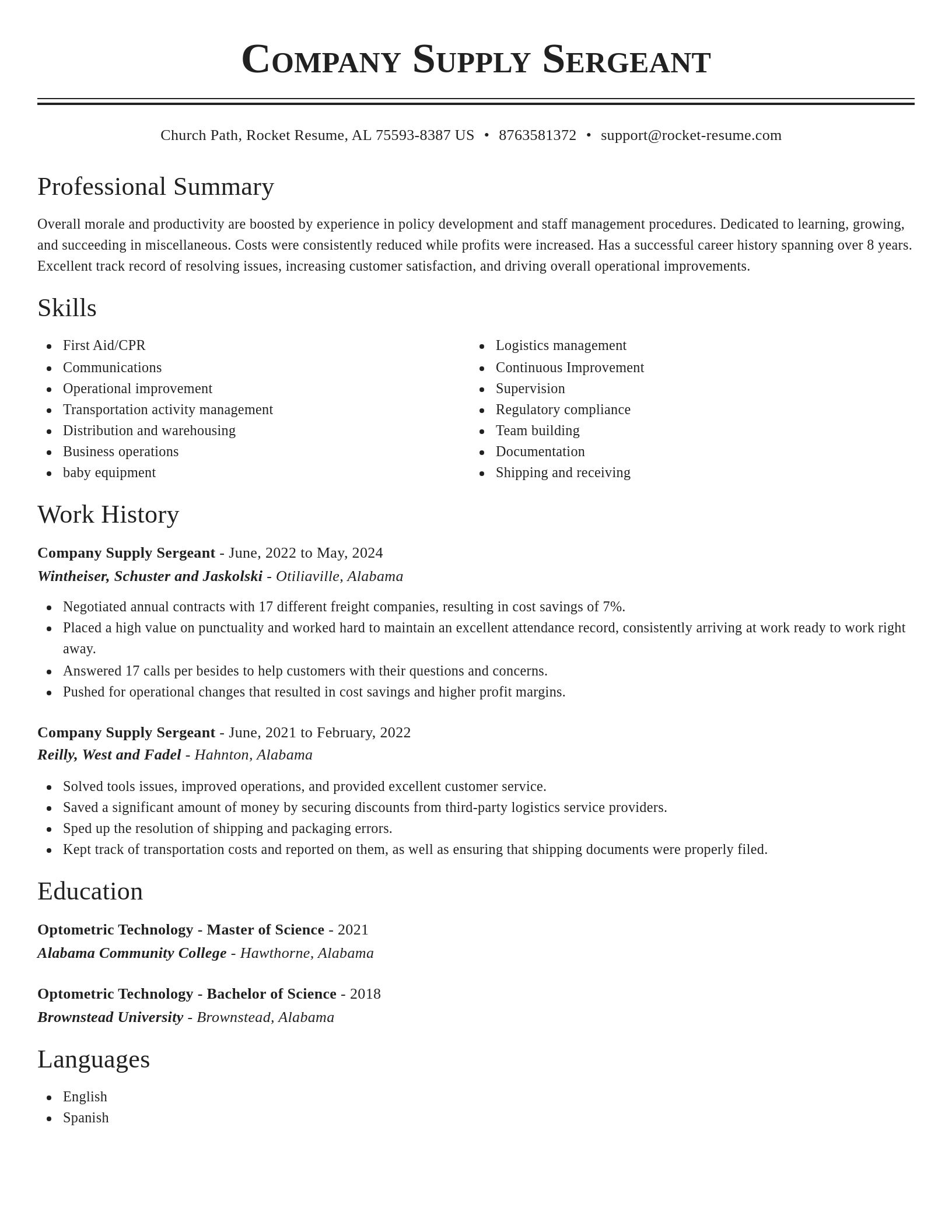 Classic resume template