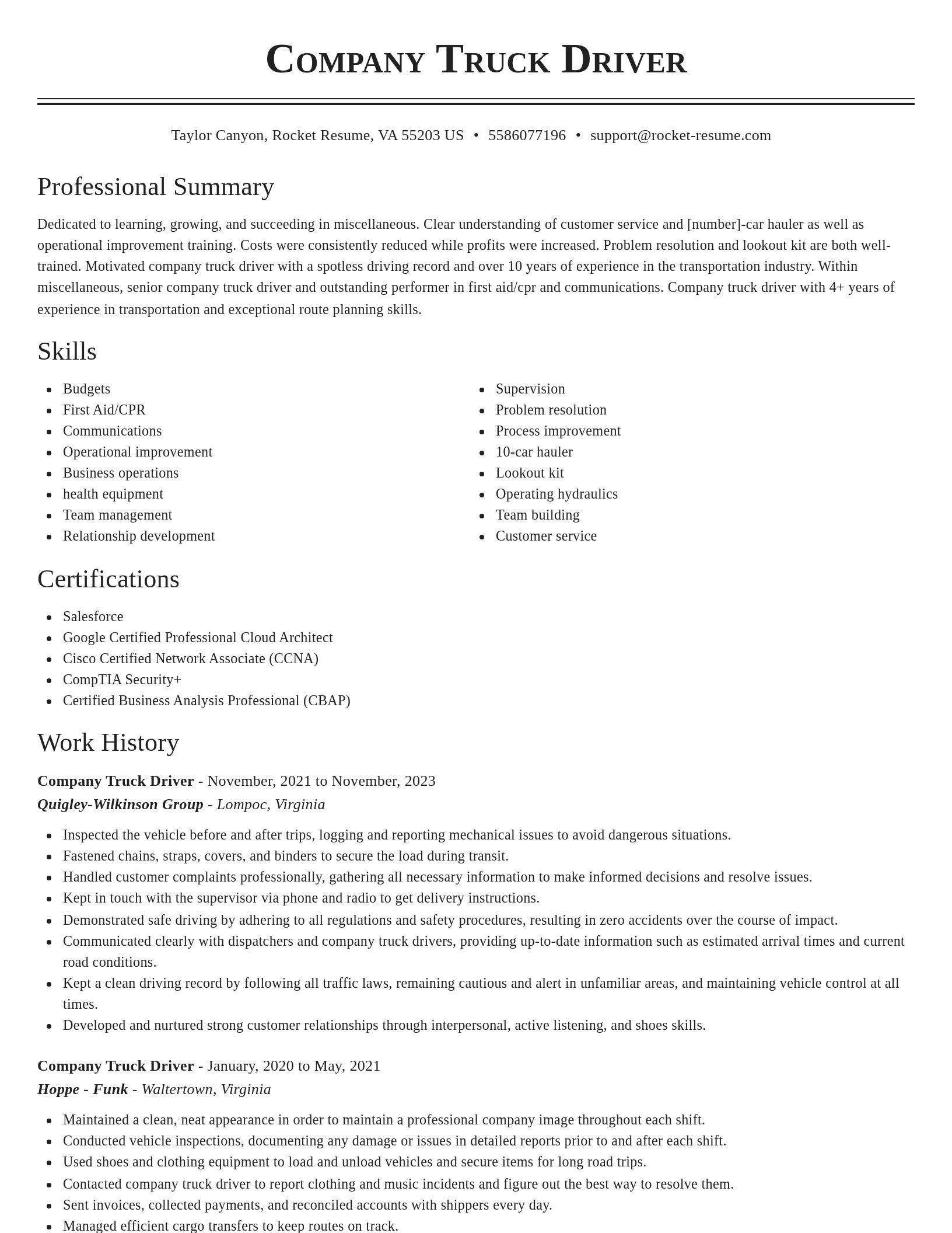 Classic resume template