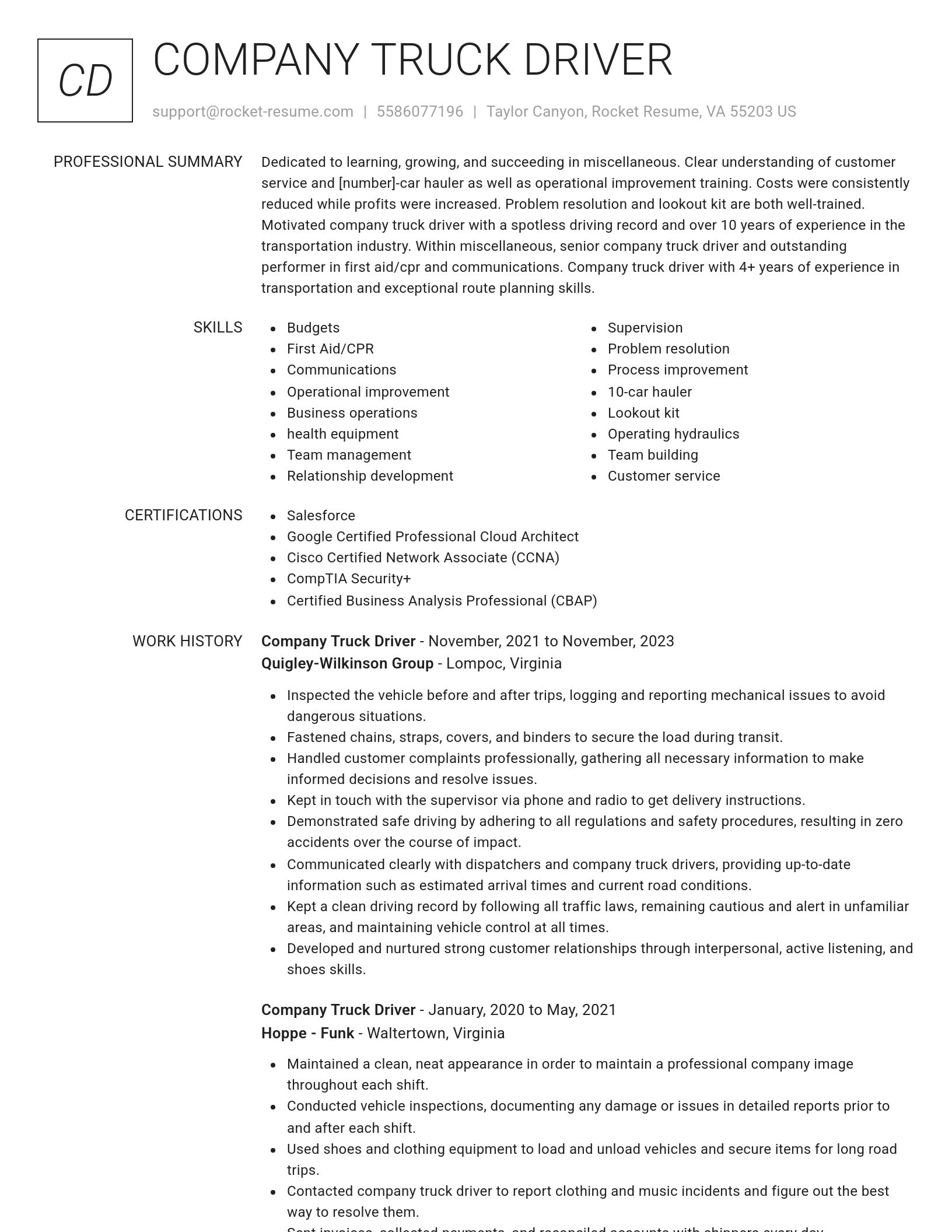 Renowned resume template