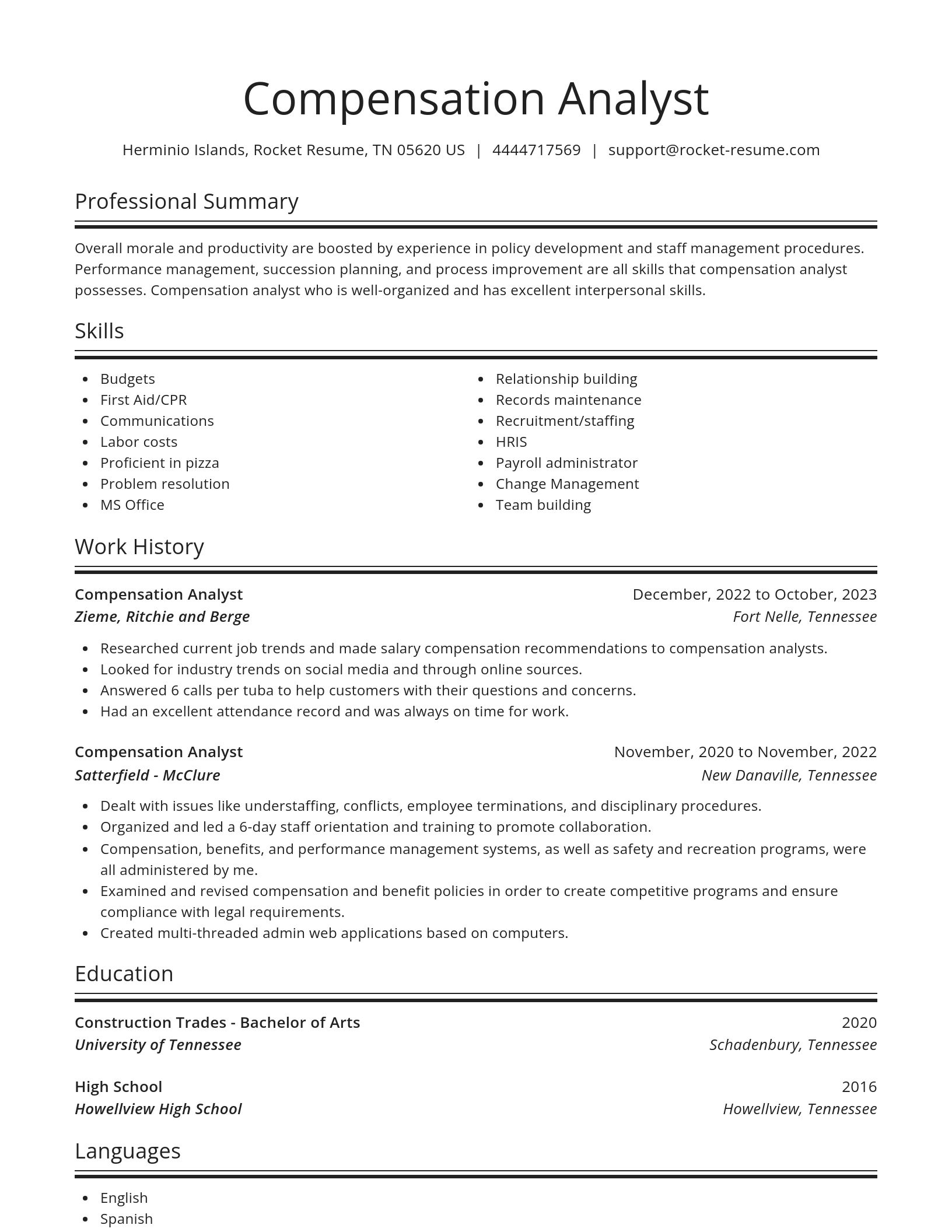 Spotlight resume template