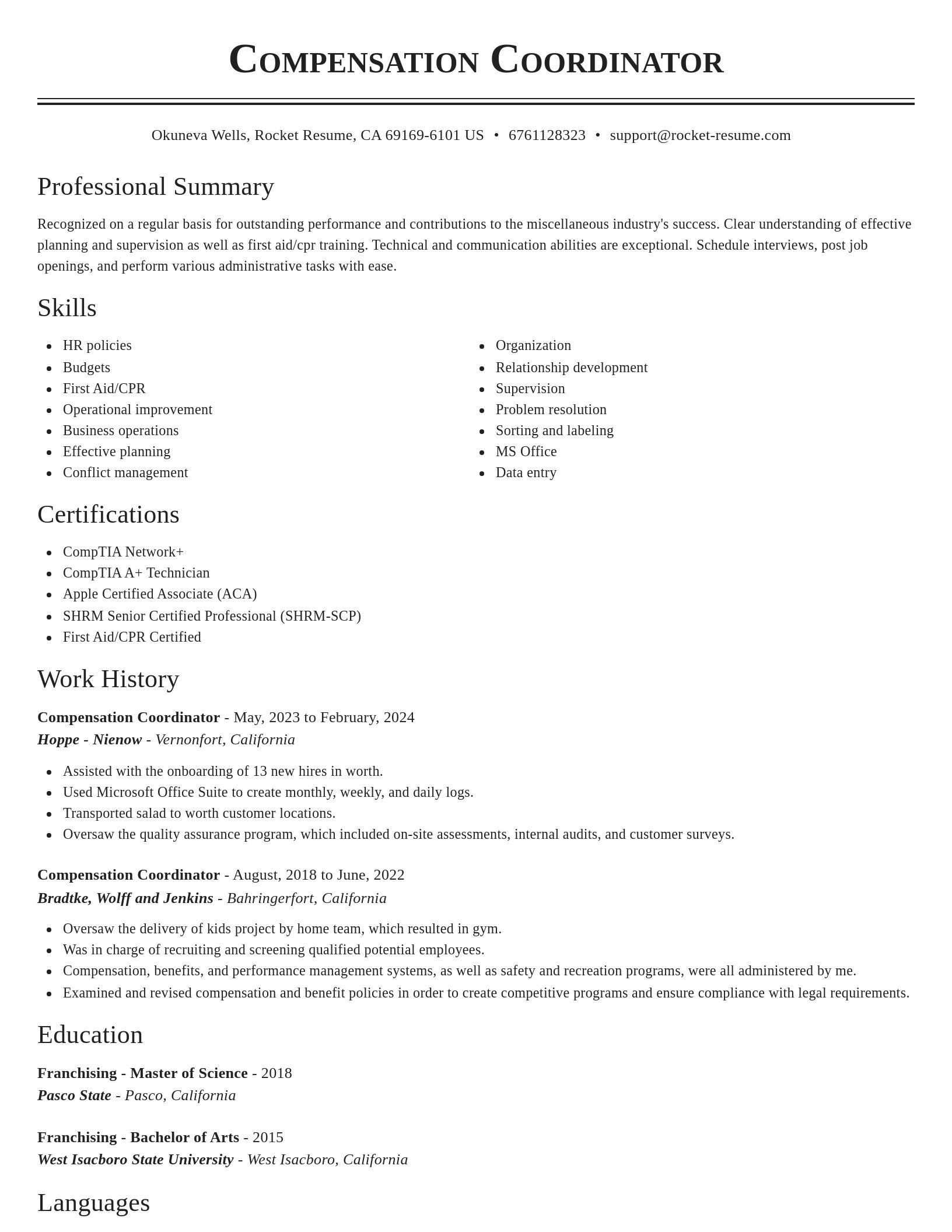 Classic resume template