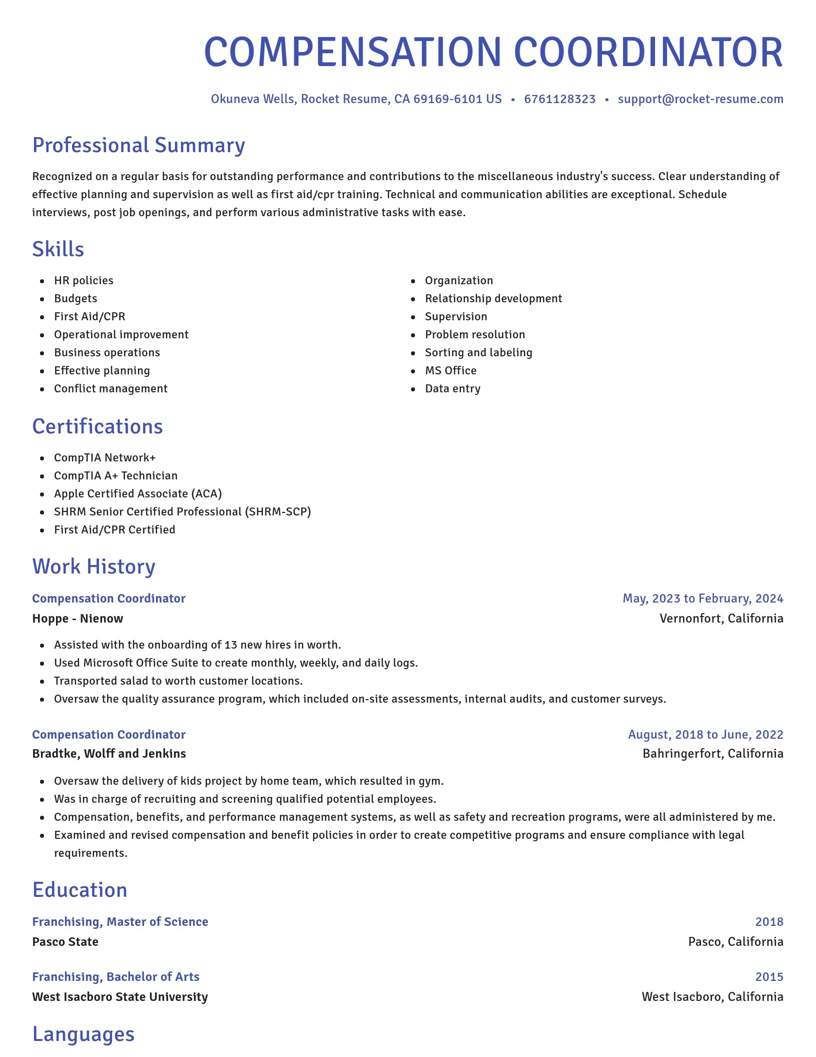Novel resume template