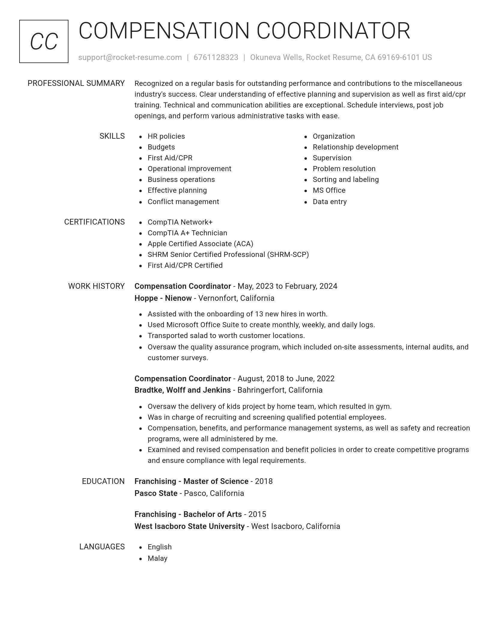 Renowned resume template