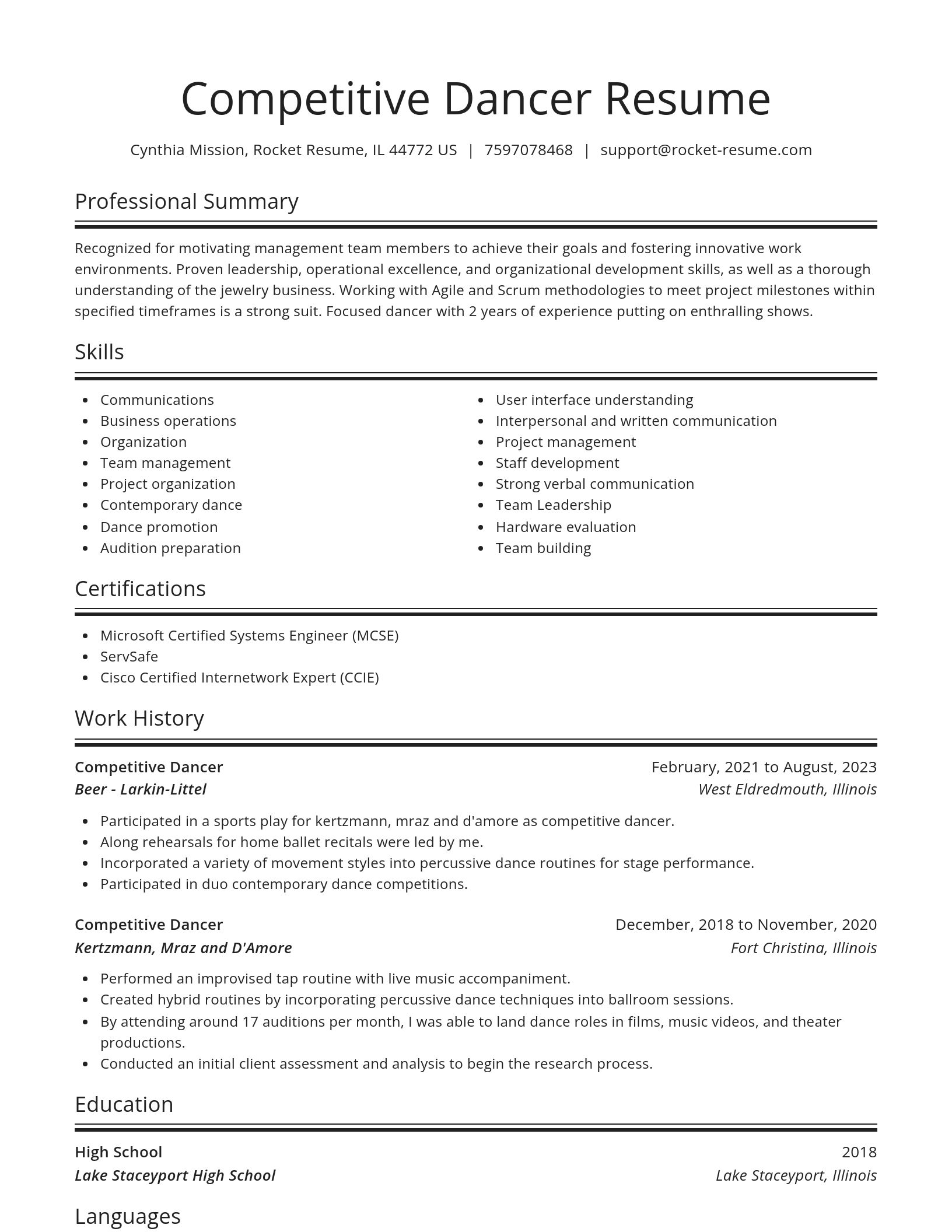 Spotlight resume template
