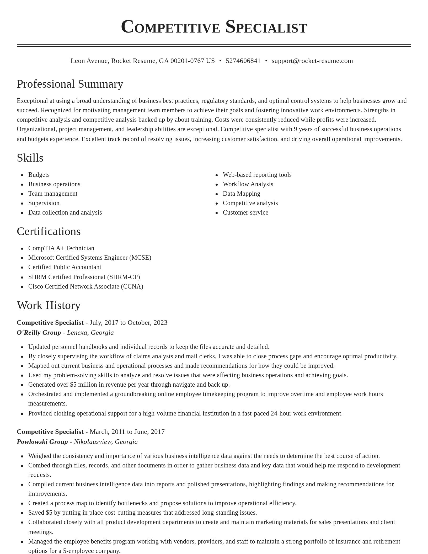 Classic resume template