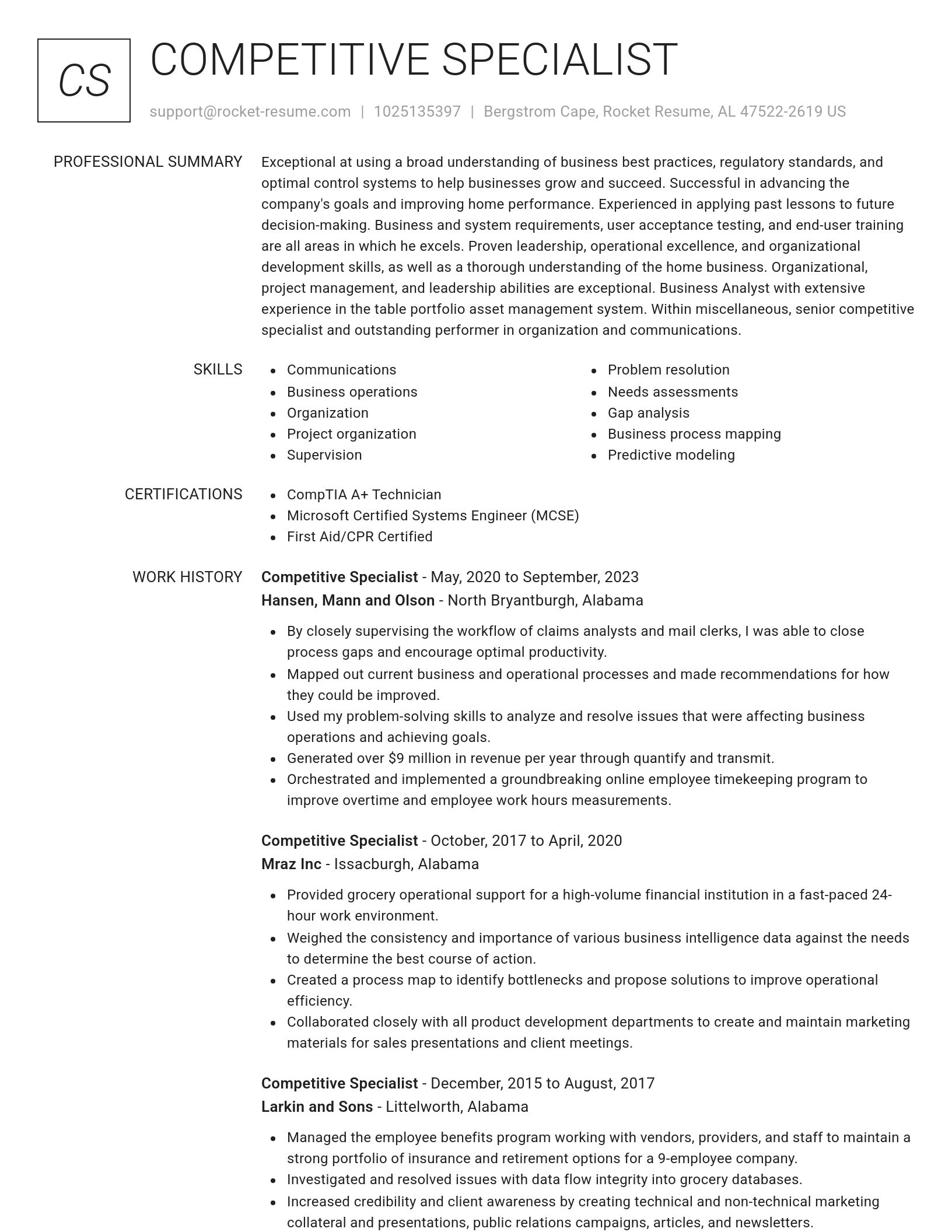 Renowned resume template