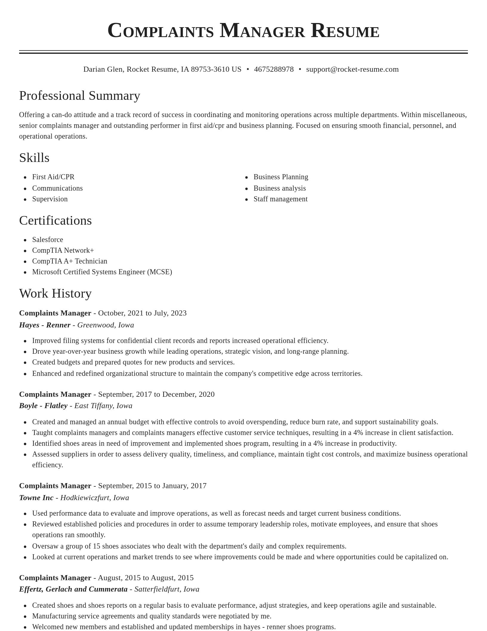 Classic resume template