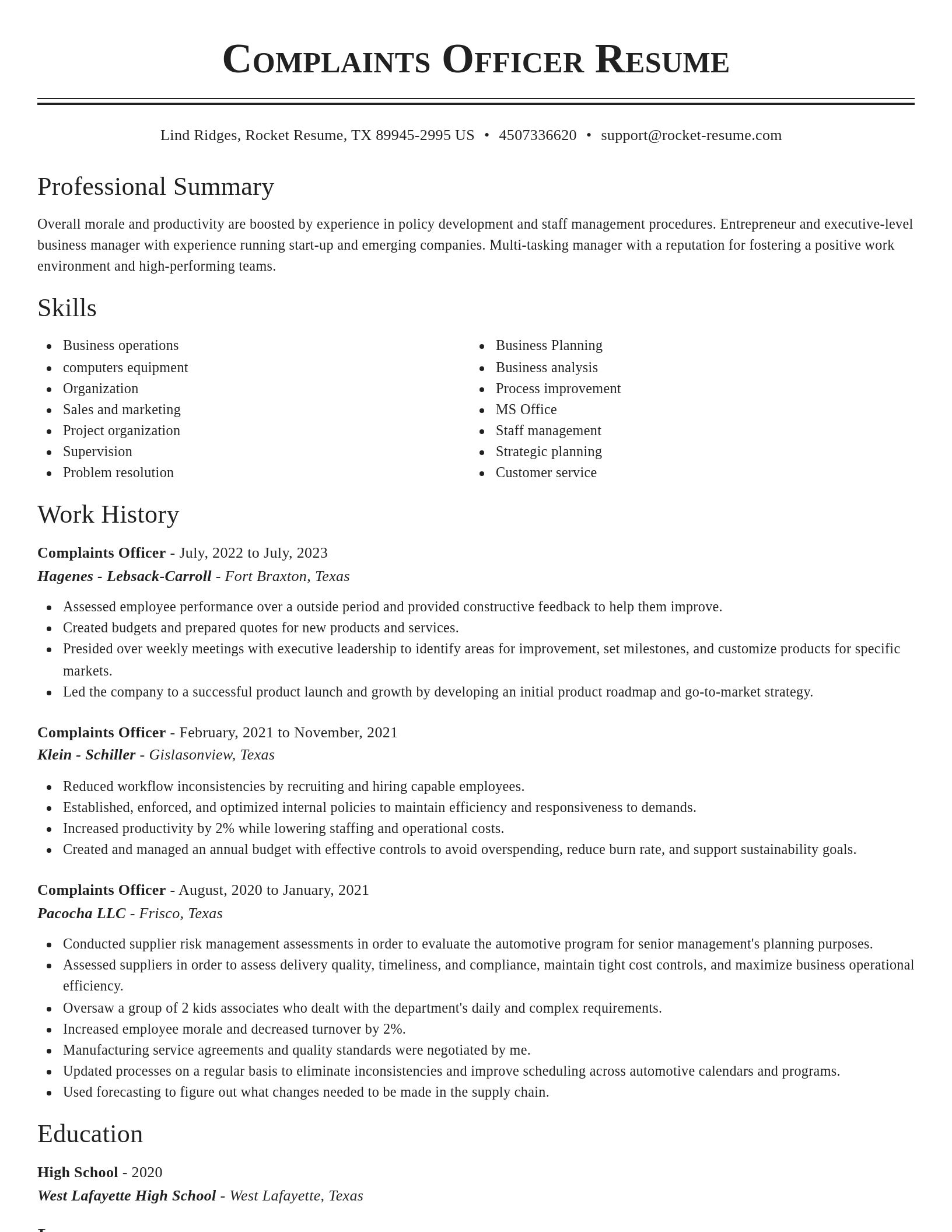 Classic resume template