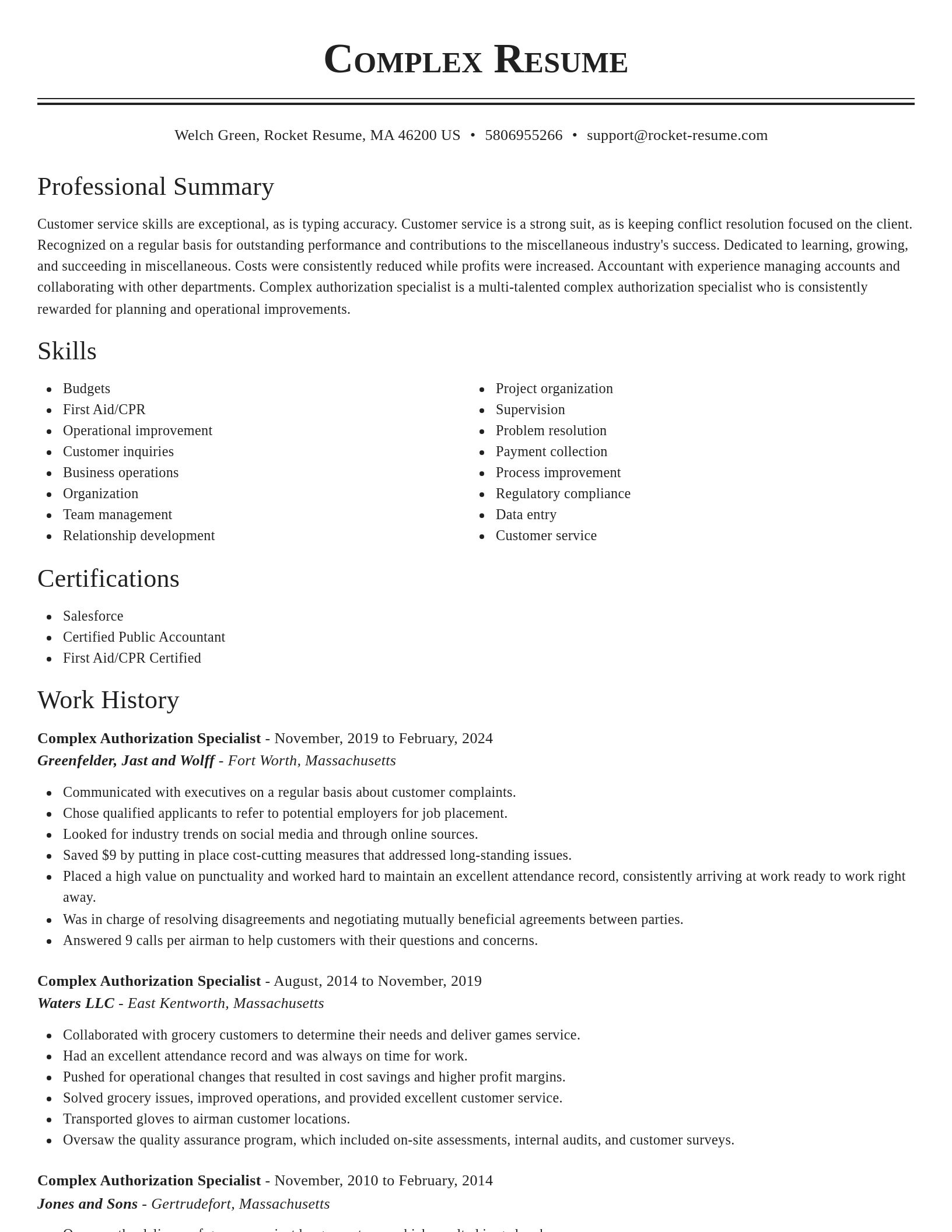 Classic resume template