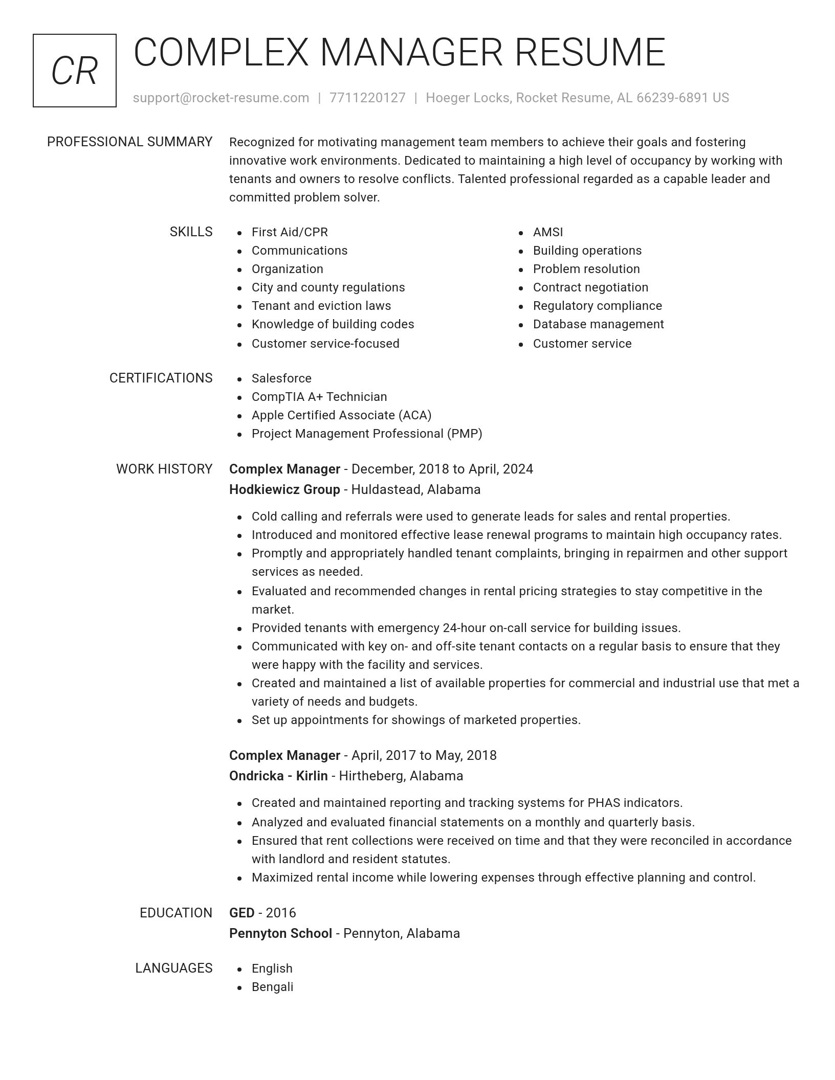 Renowned resume template