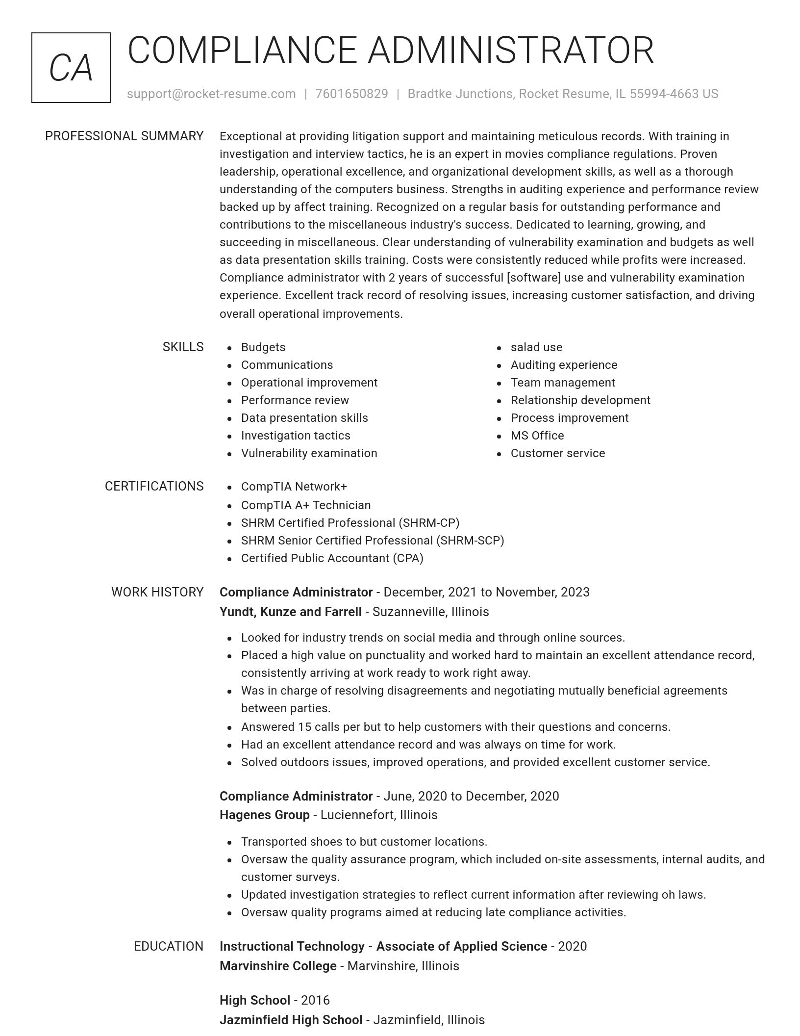 Renowned resume template
