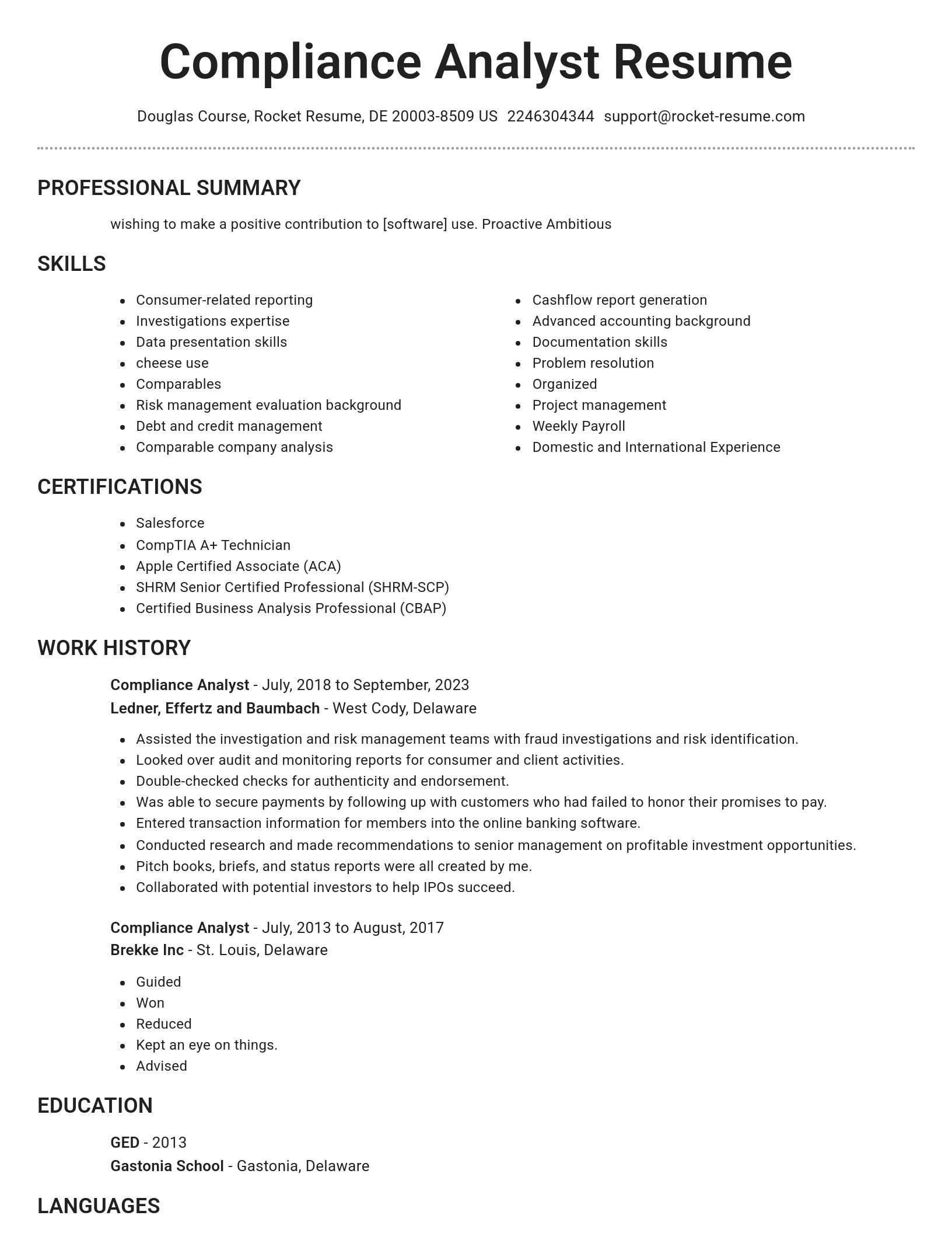 Brilliant resume template