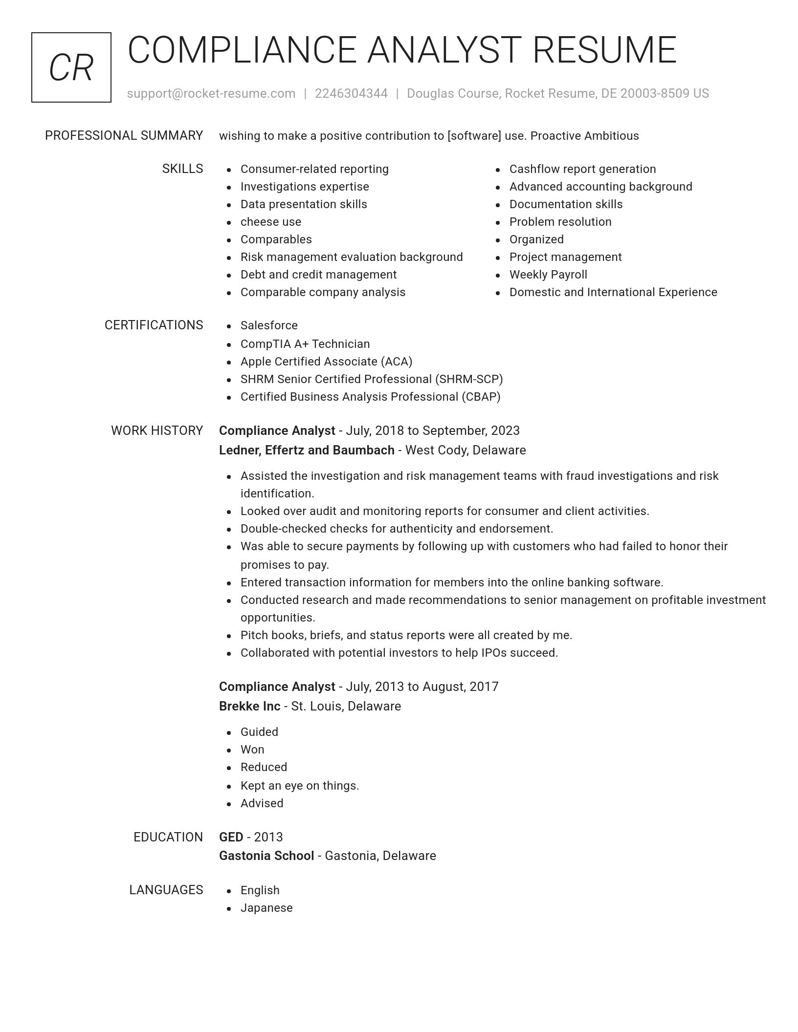 Renowned resume template