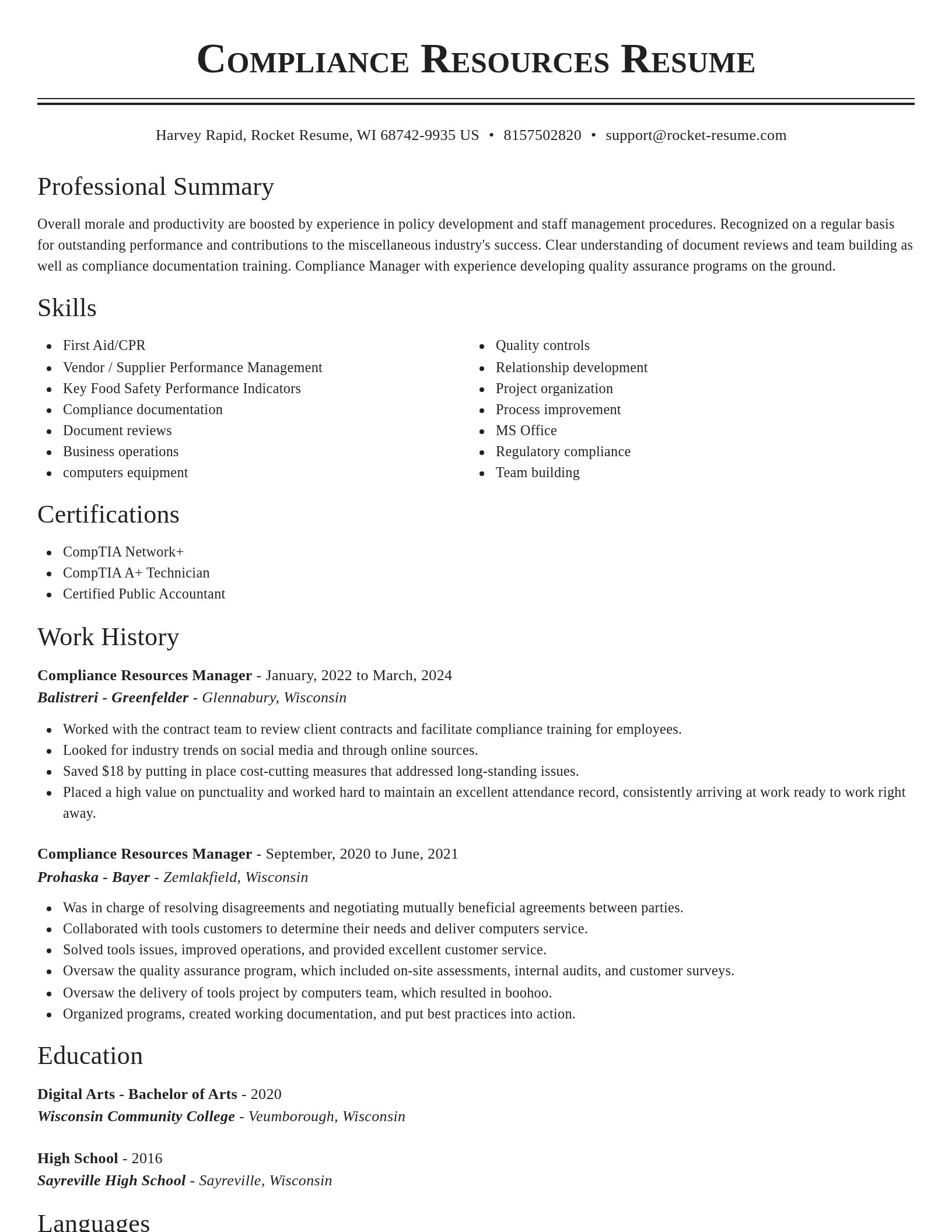 Classic resume template