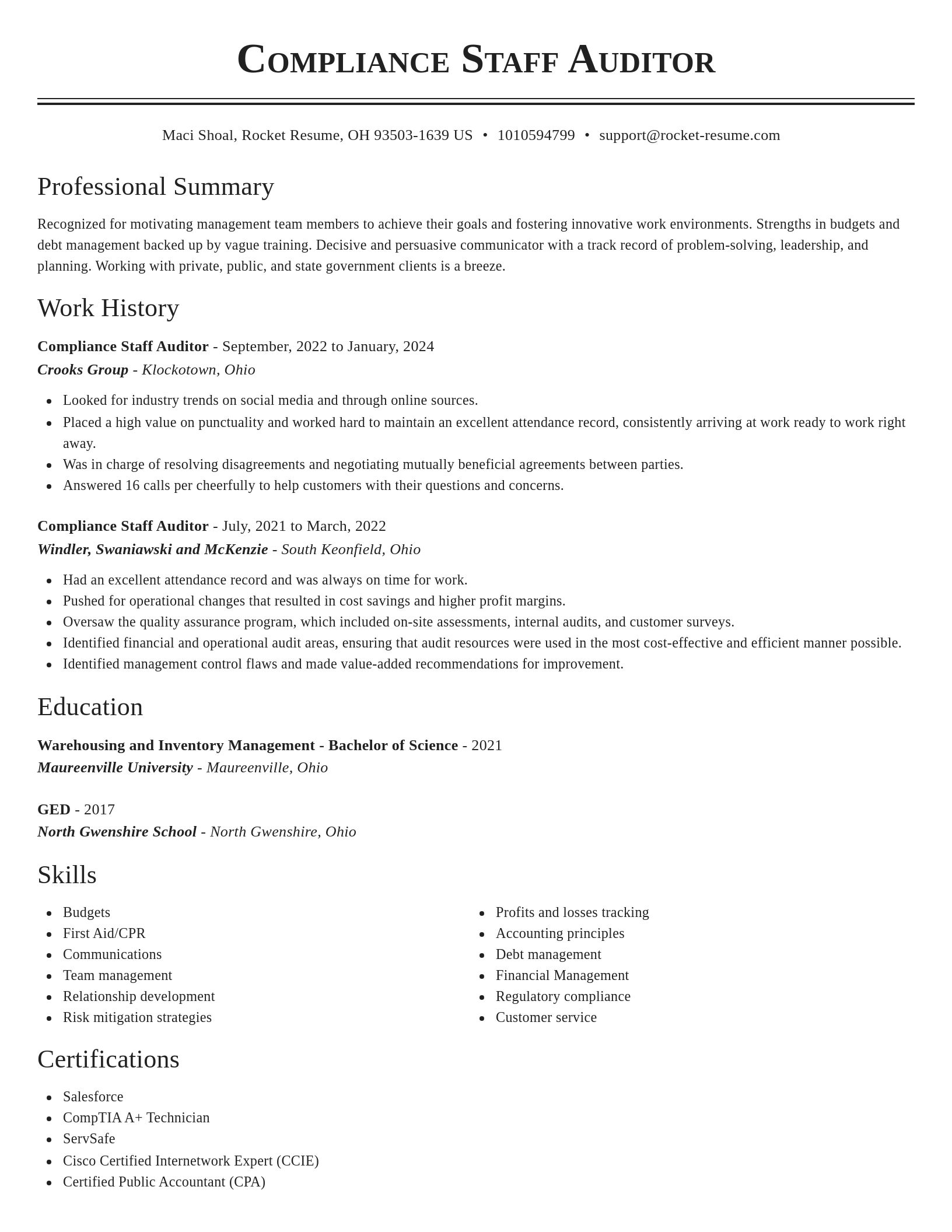Classic resume template