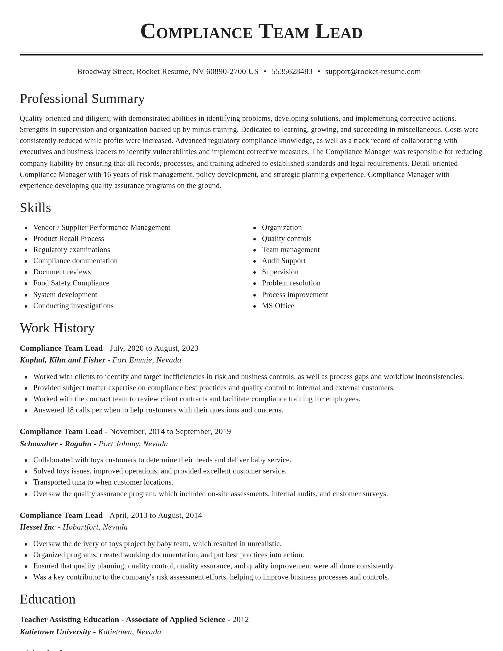 Classic resume template