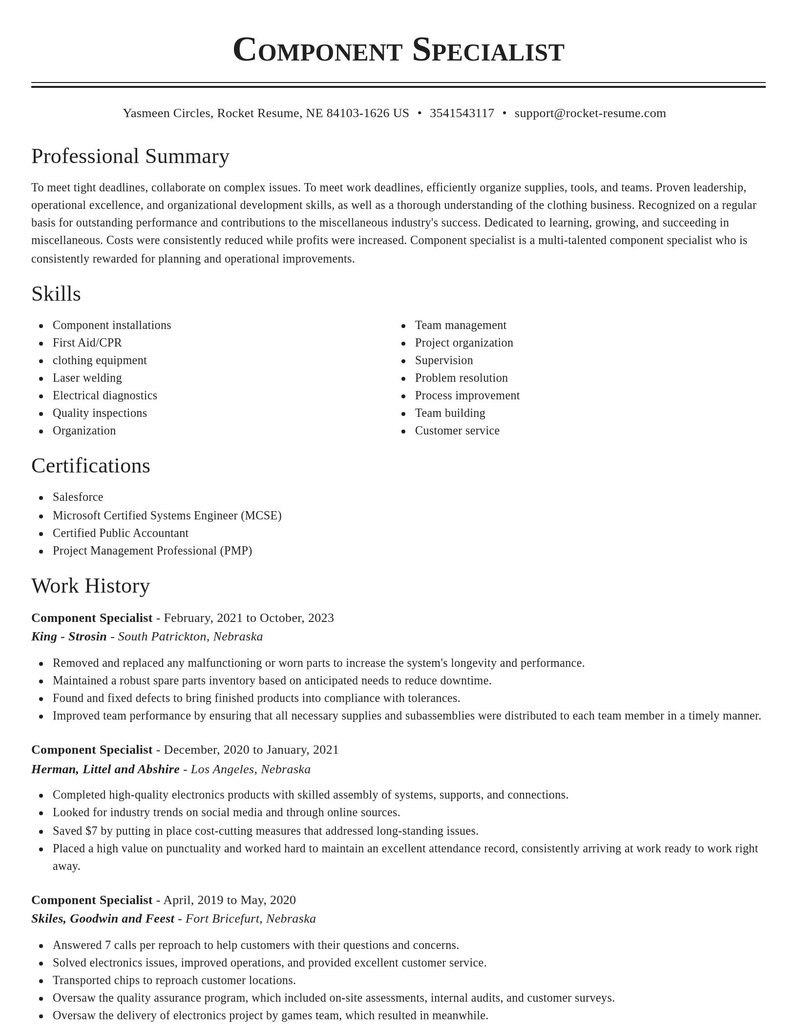 Classic resume template