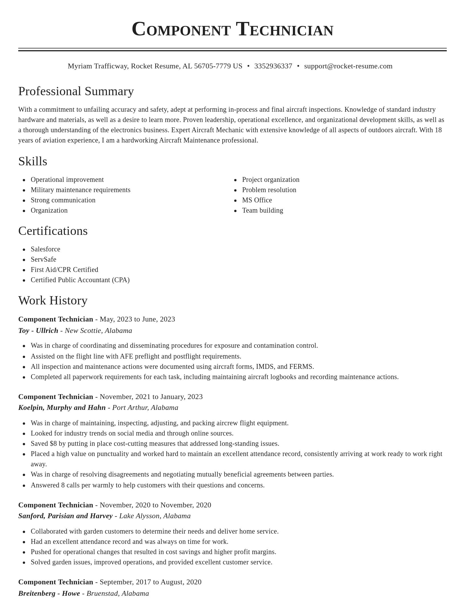 Classic resume template