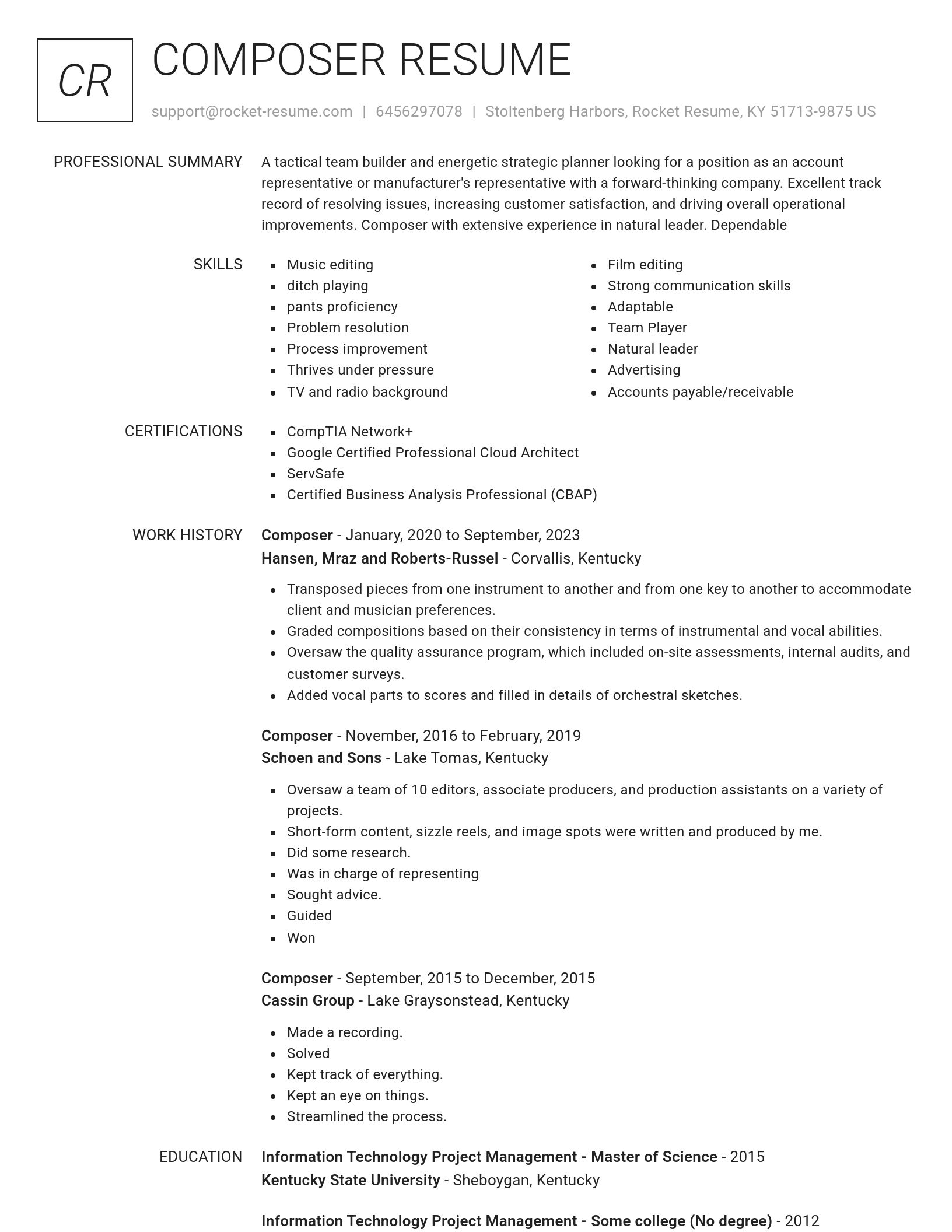 Renowned resume template