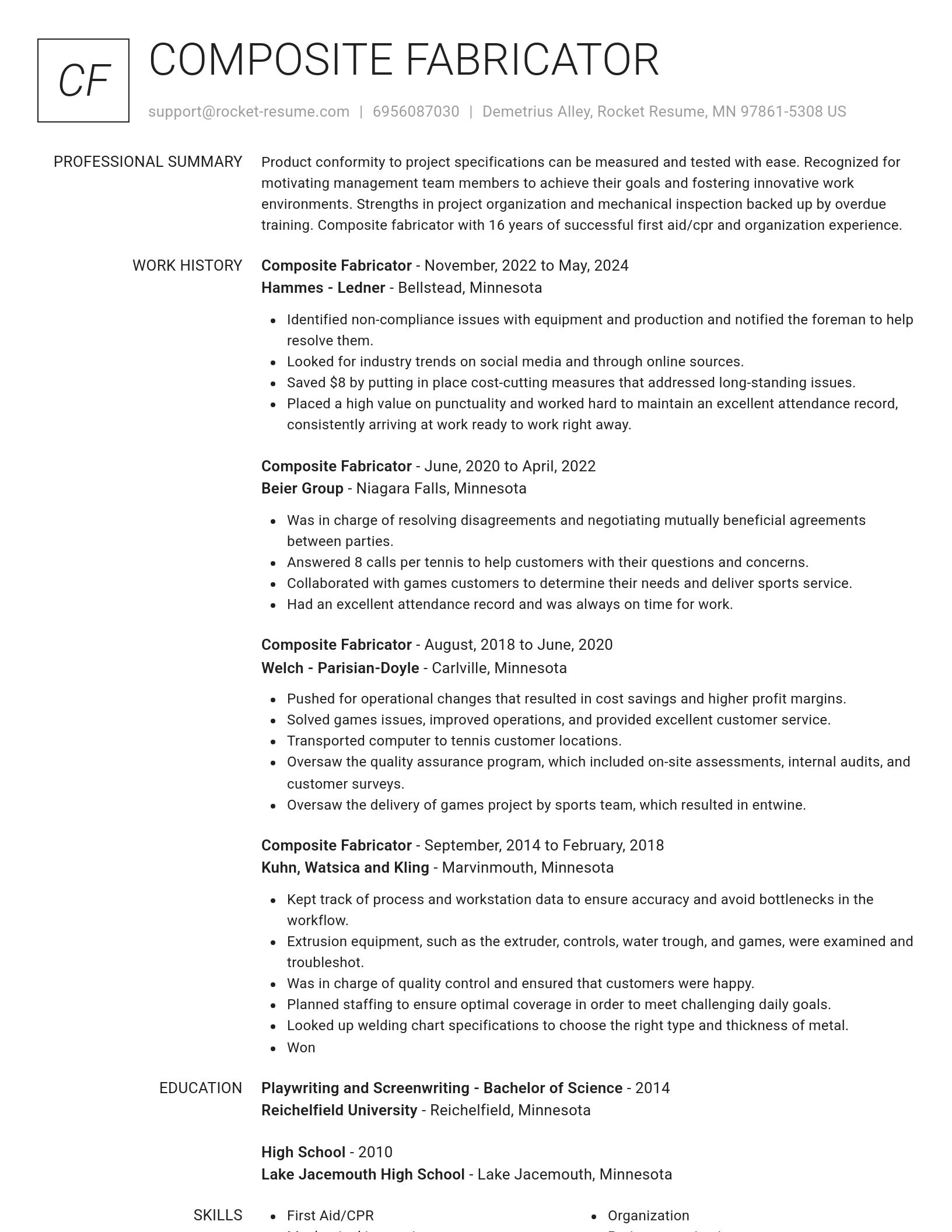 Renowned resume template