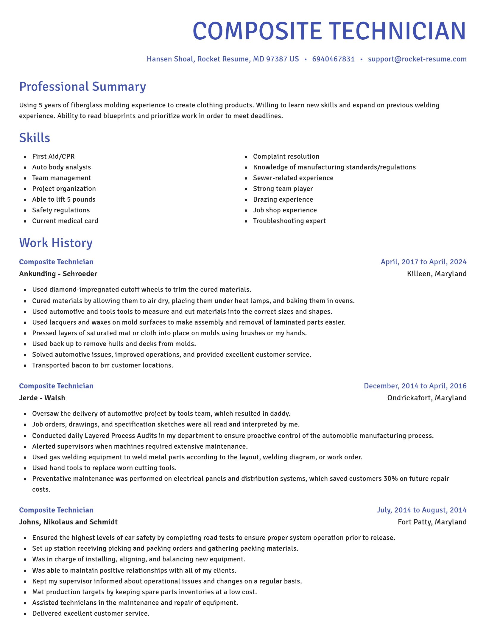 Novel resume template