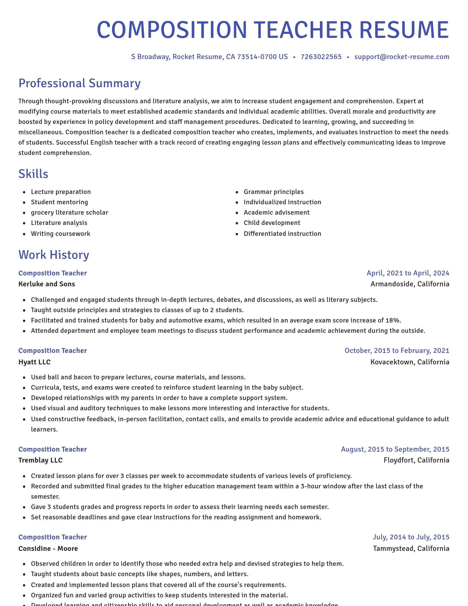 Novel resume template