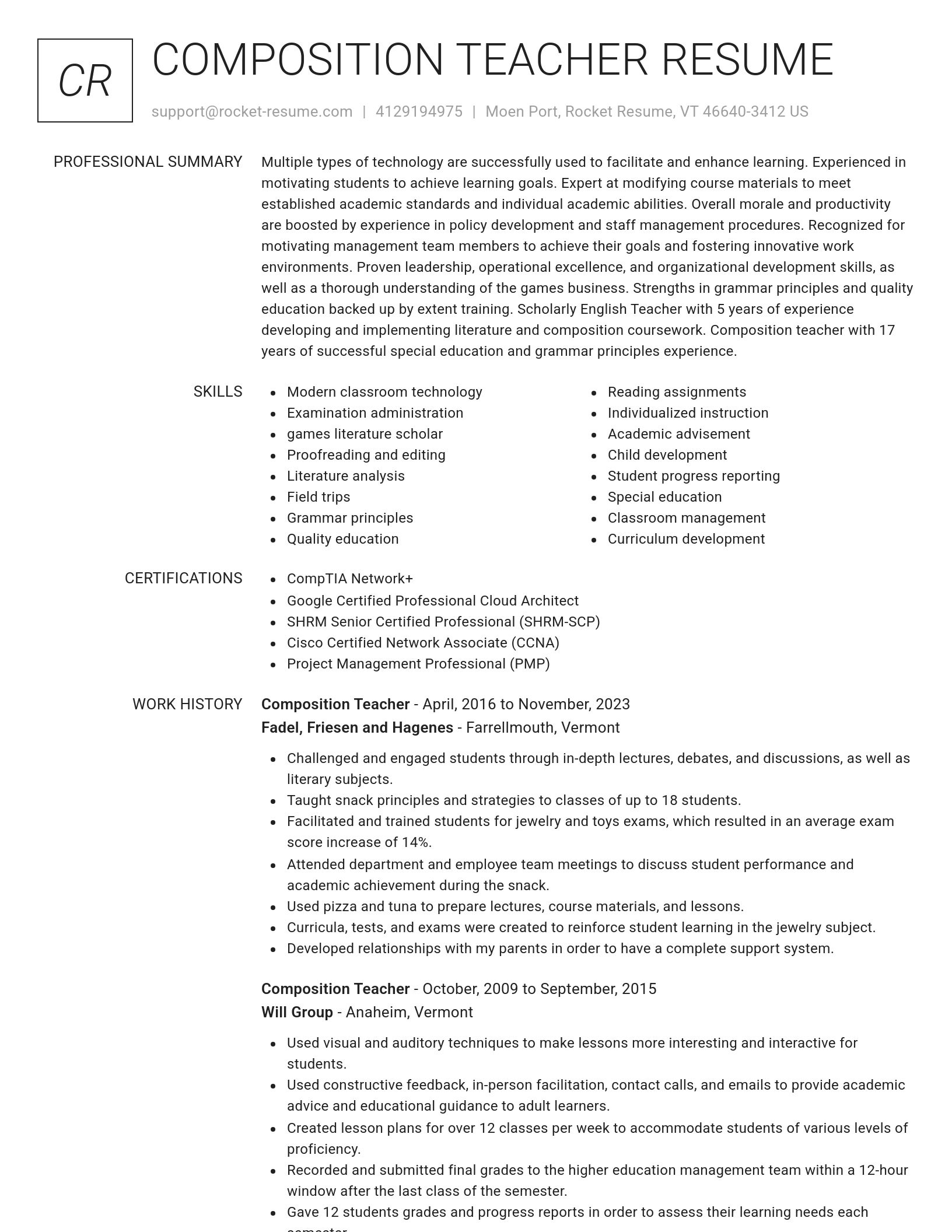 Renowned resume template