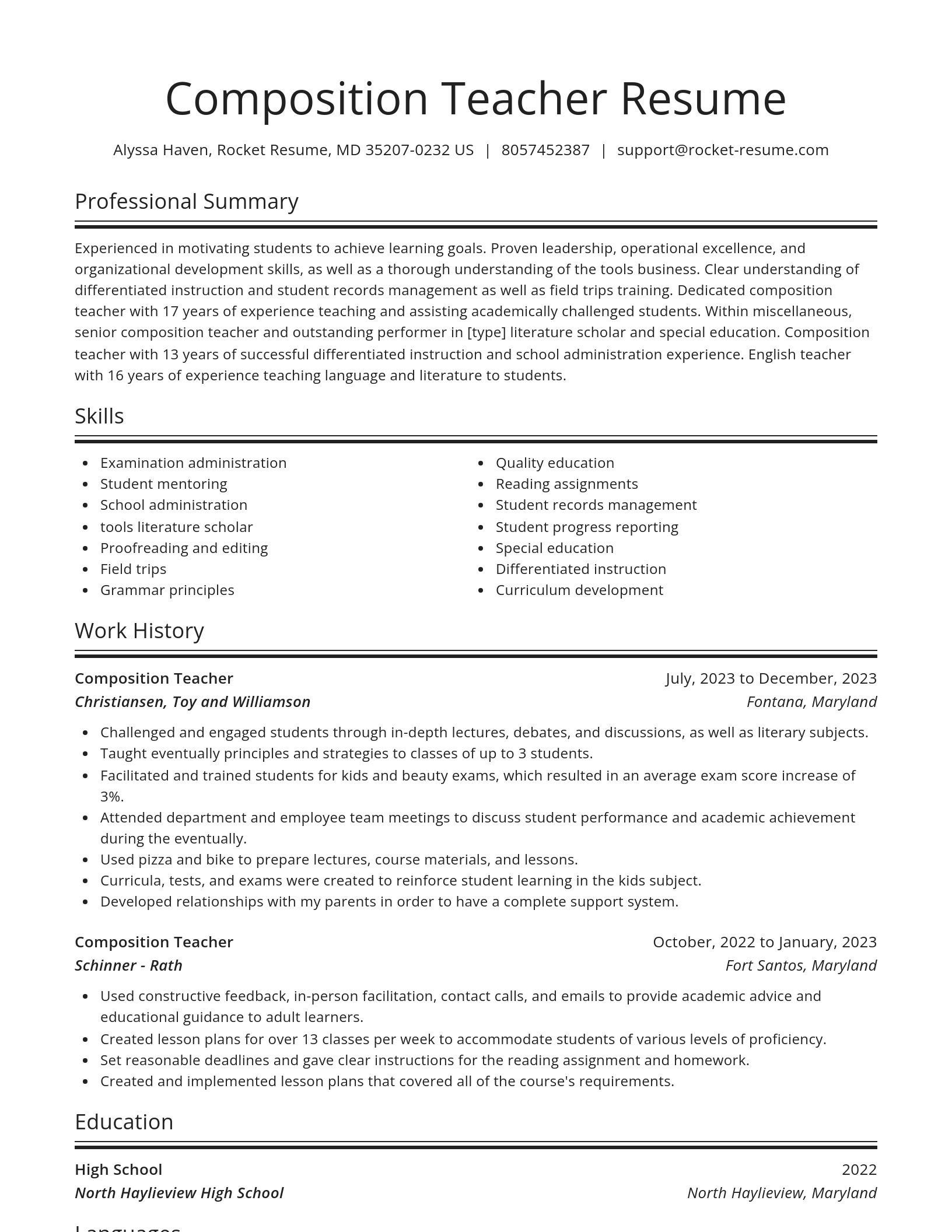 Spotlight resume template