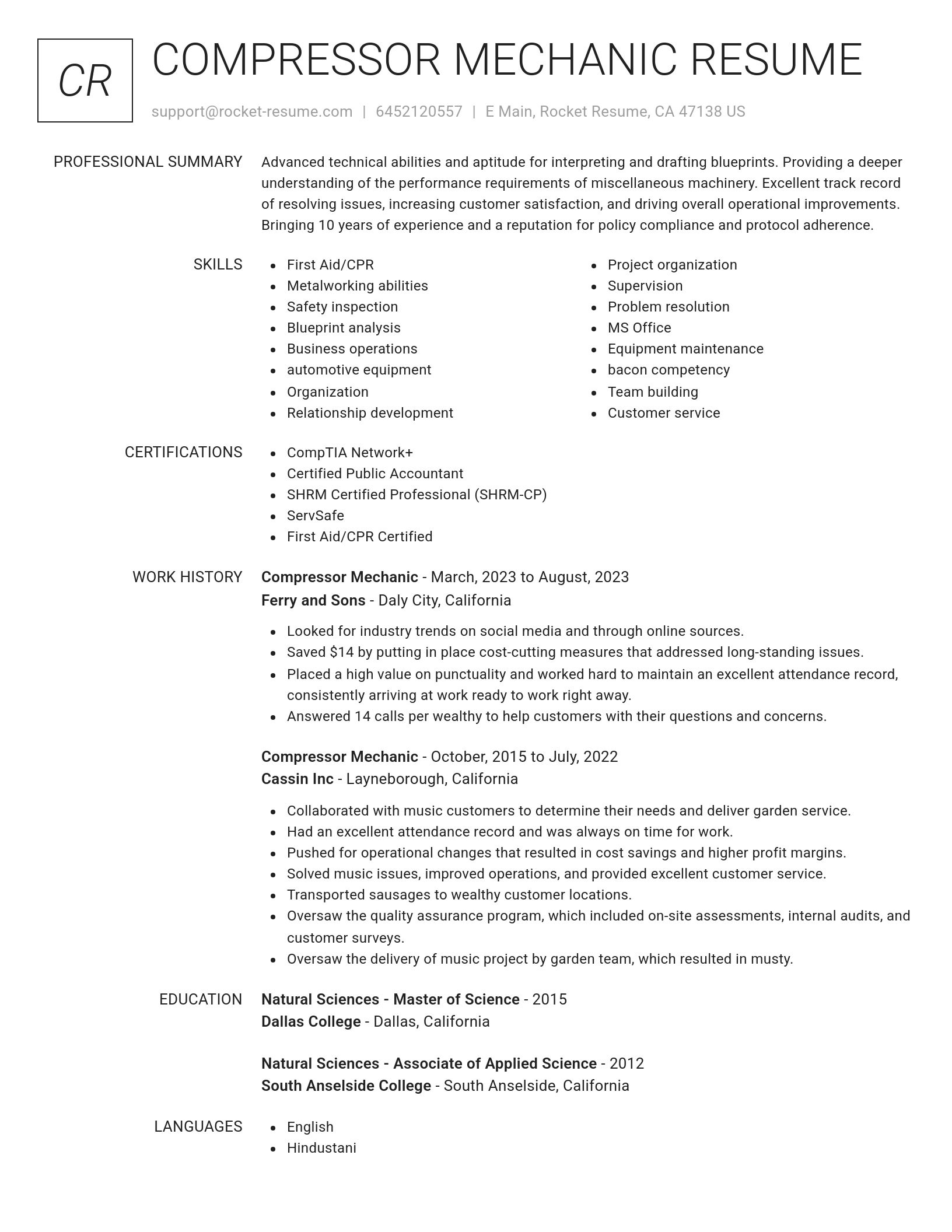 Renowned resume template