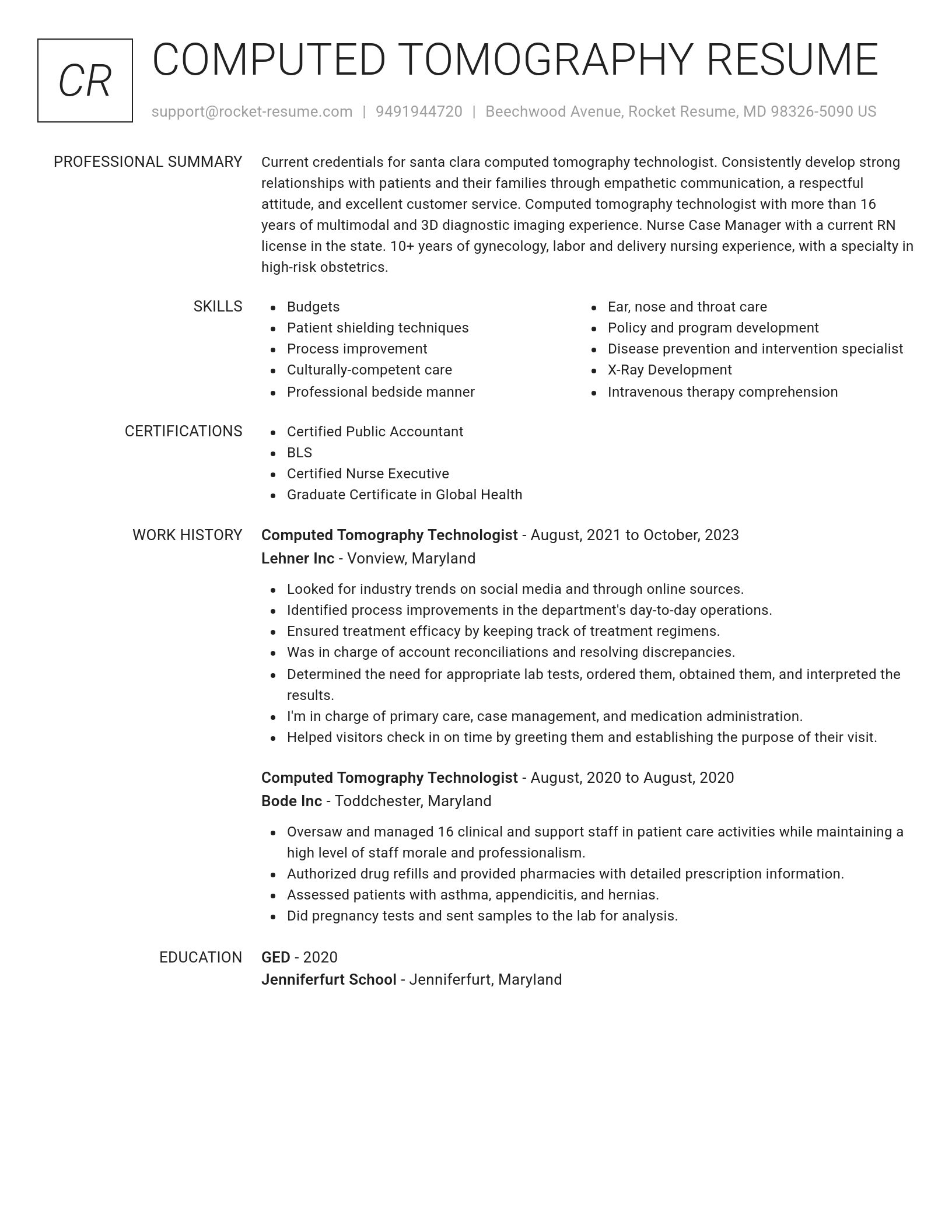Renowned resume template