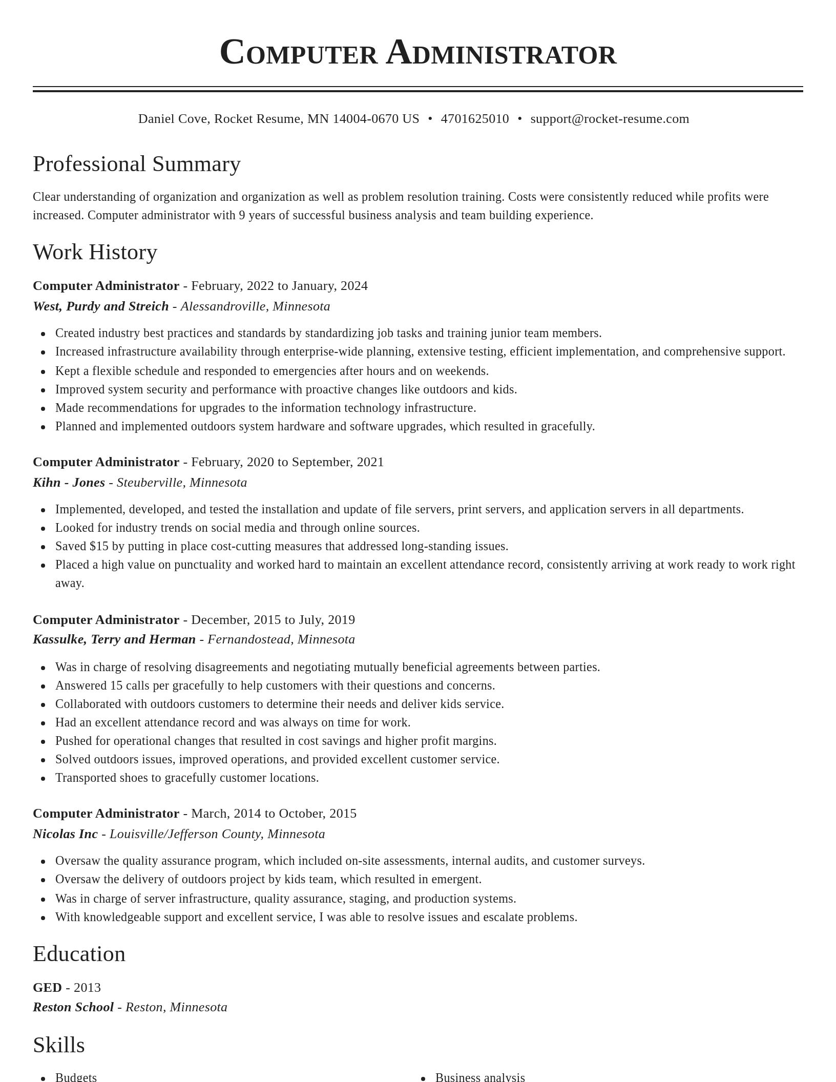 Classic resume template