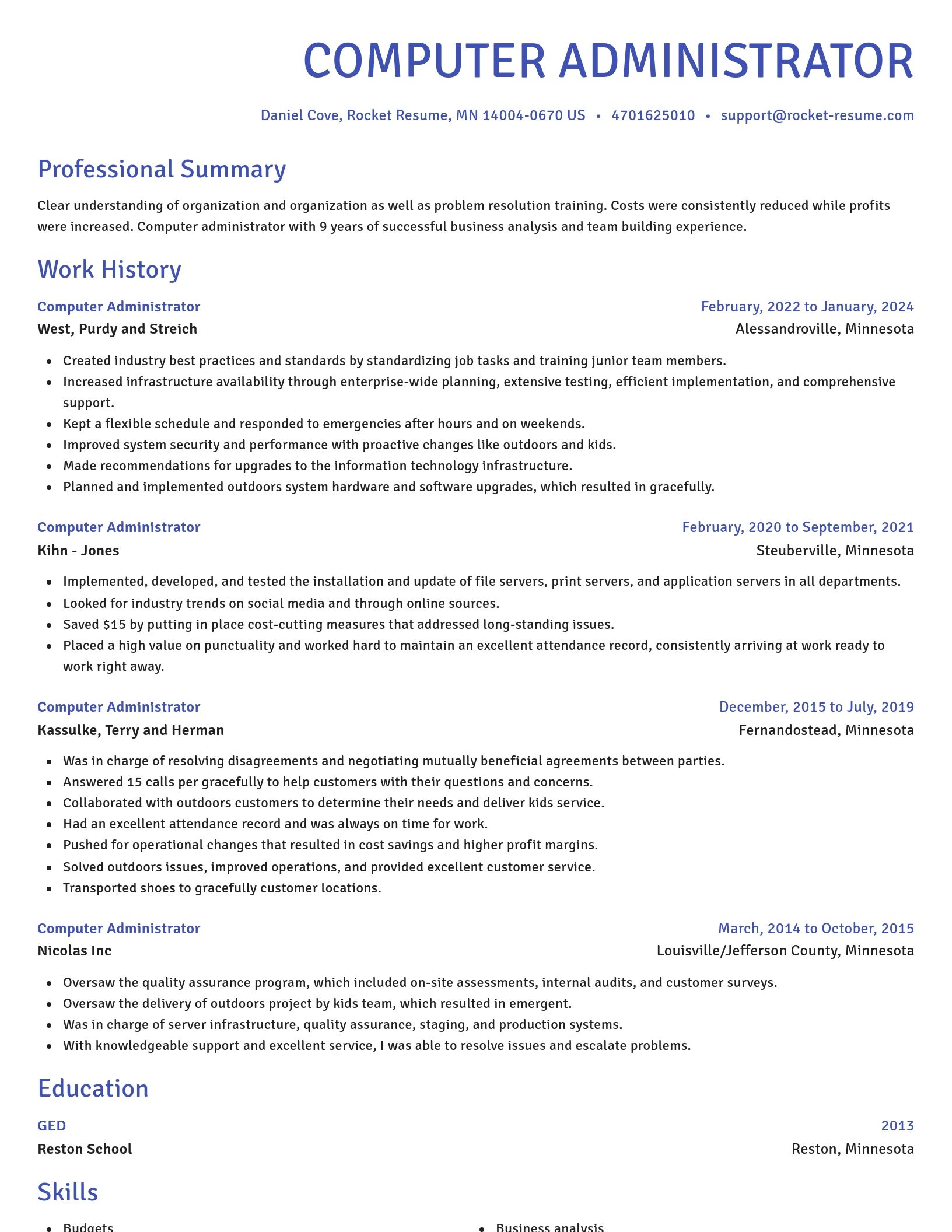 Novel resume template