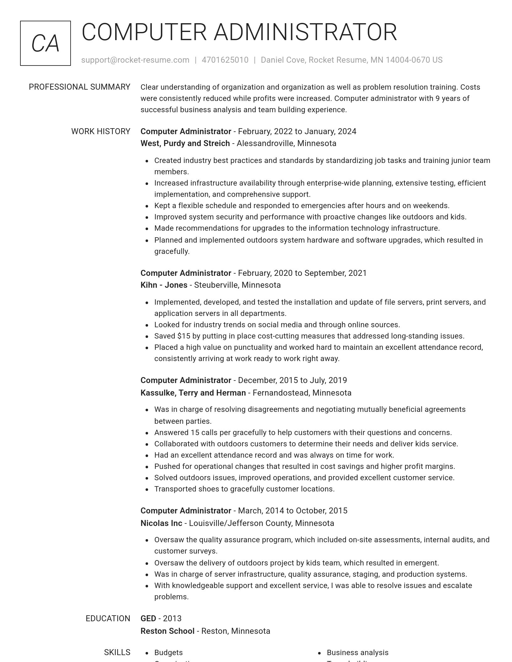 Renowned resume template