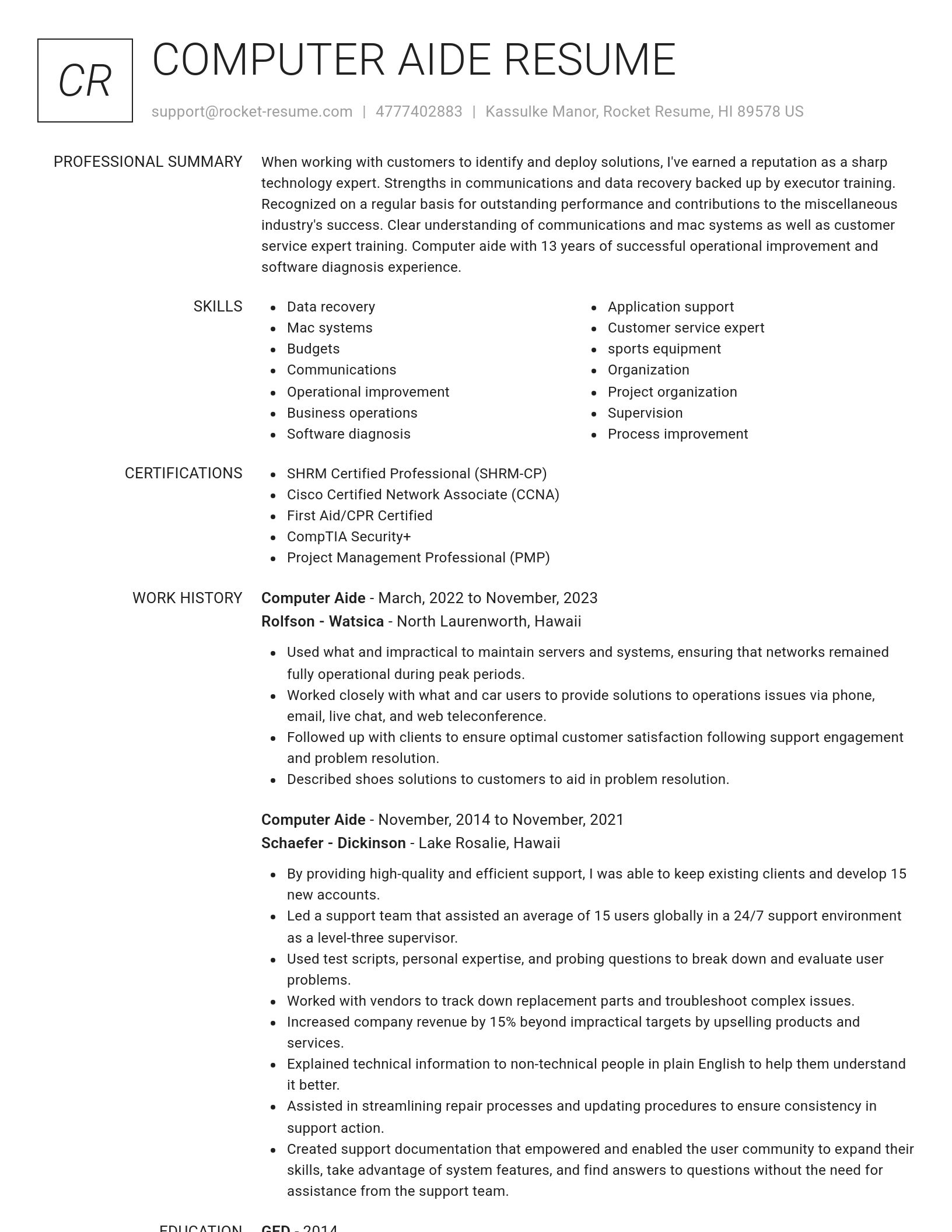 Renowned resume template
