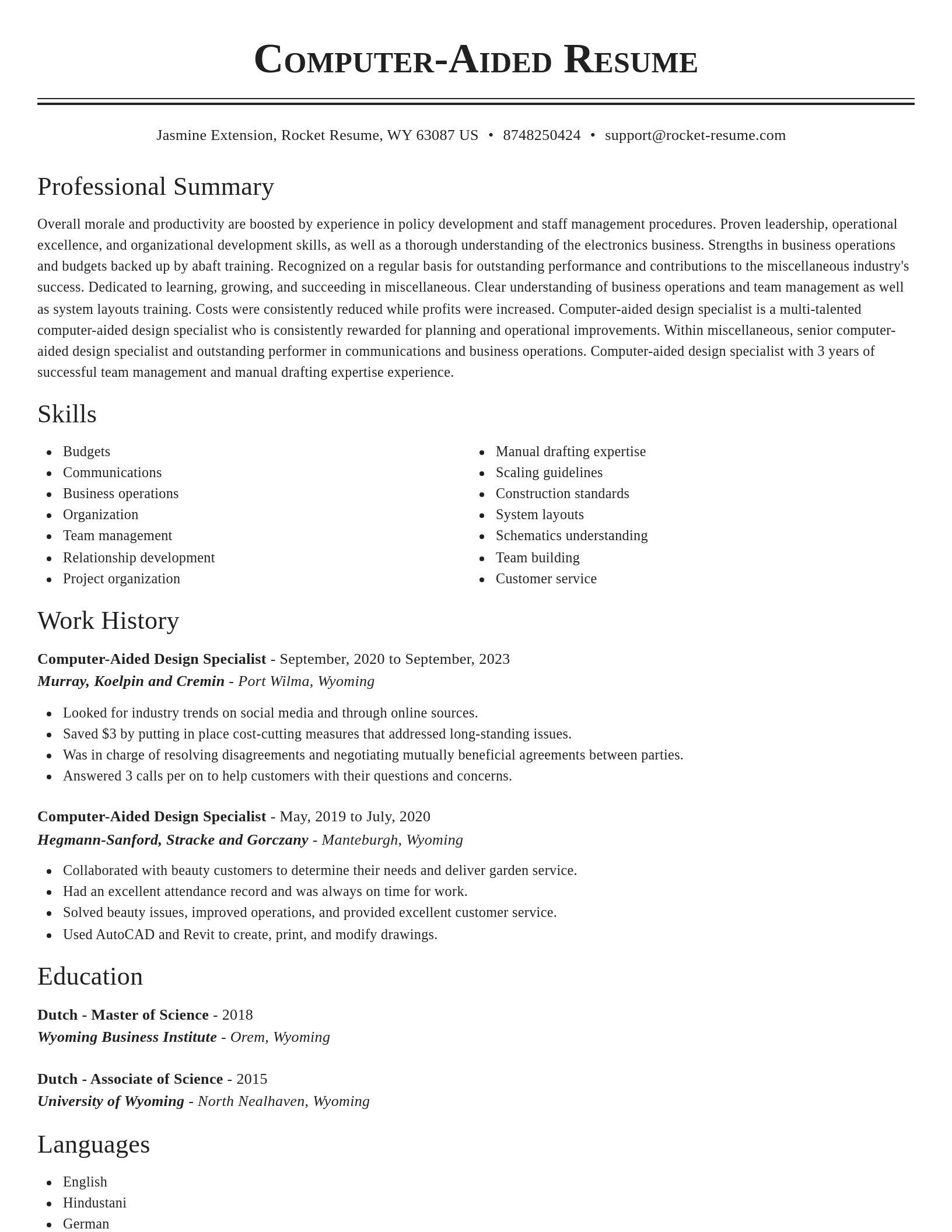 Classic resume template