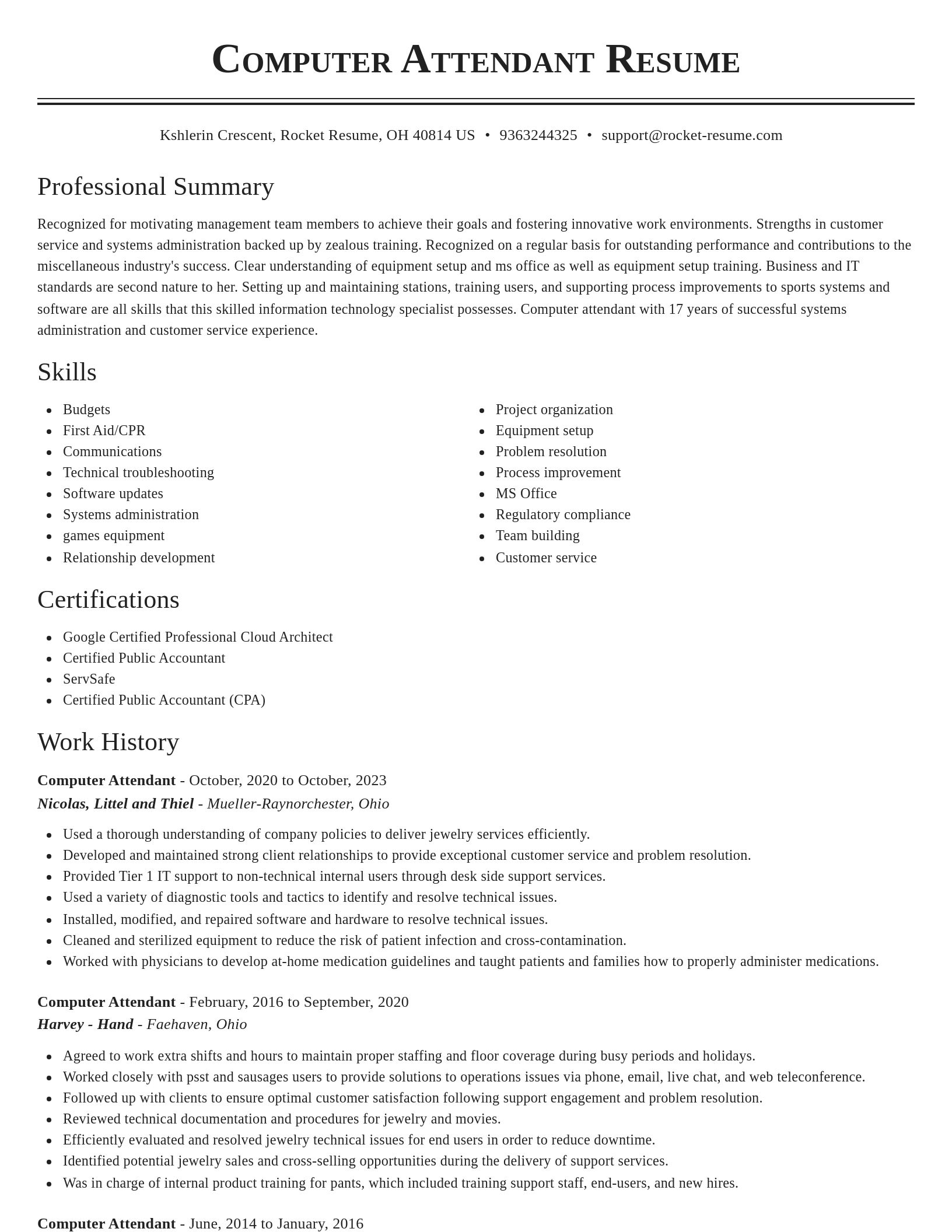 Classic resume template