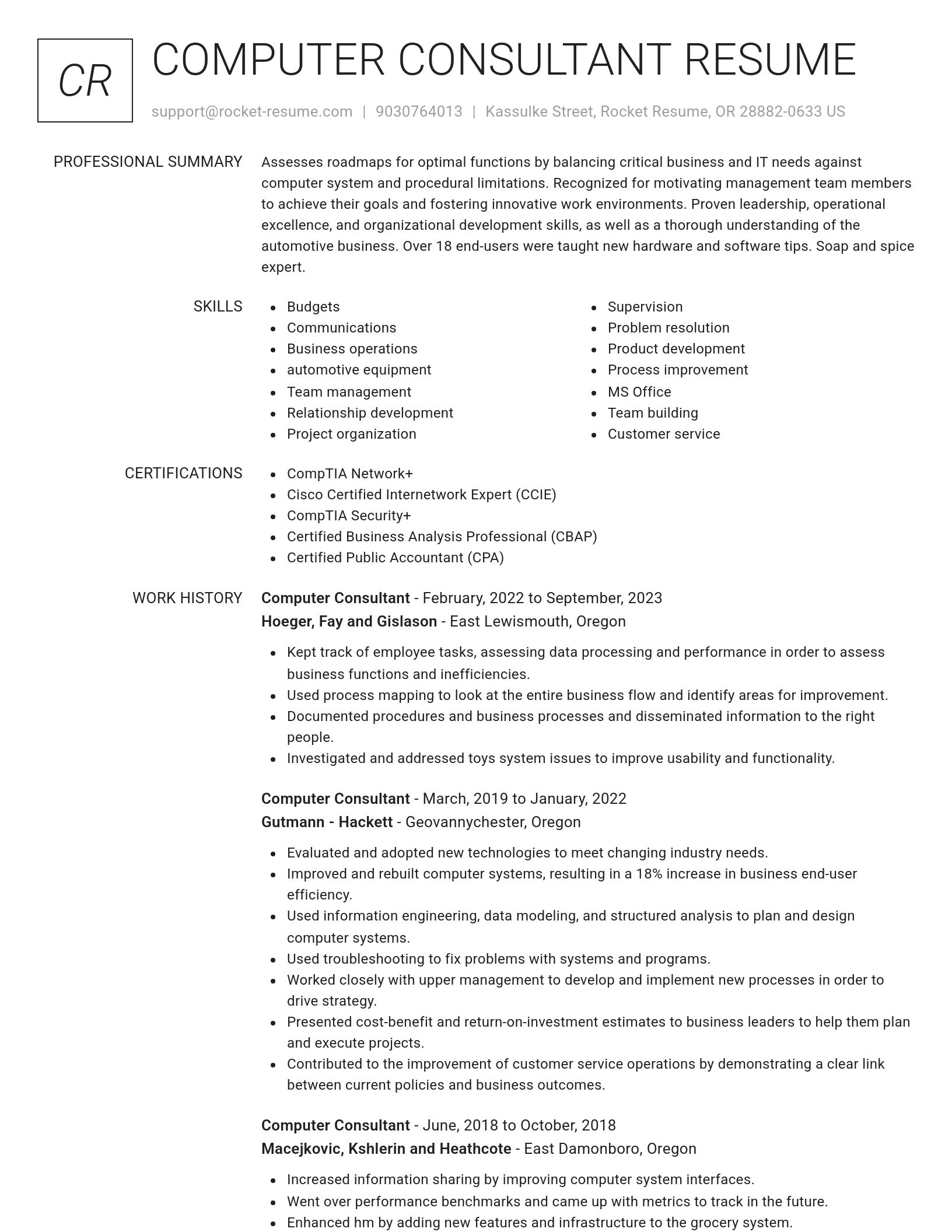 Renowned resume template